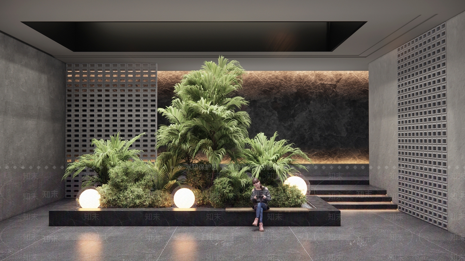 现代室内景观3D模型下载【ID:1188772834】