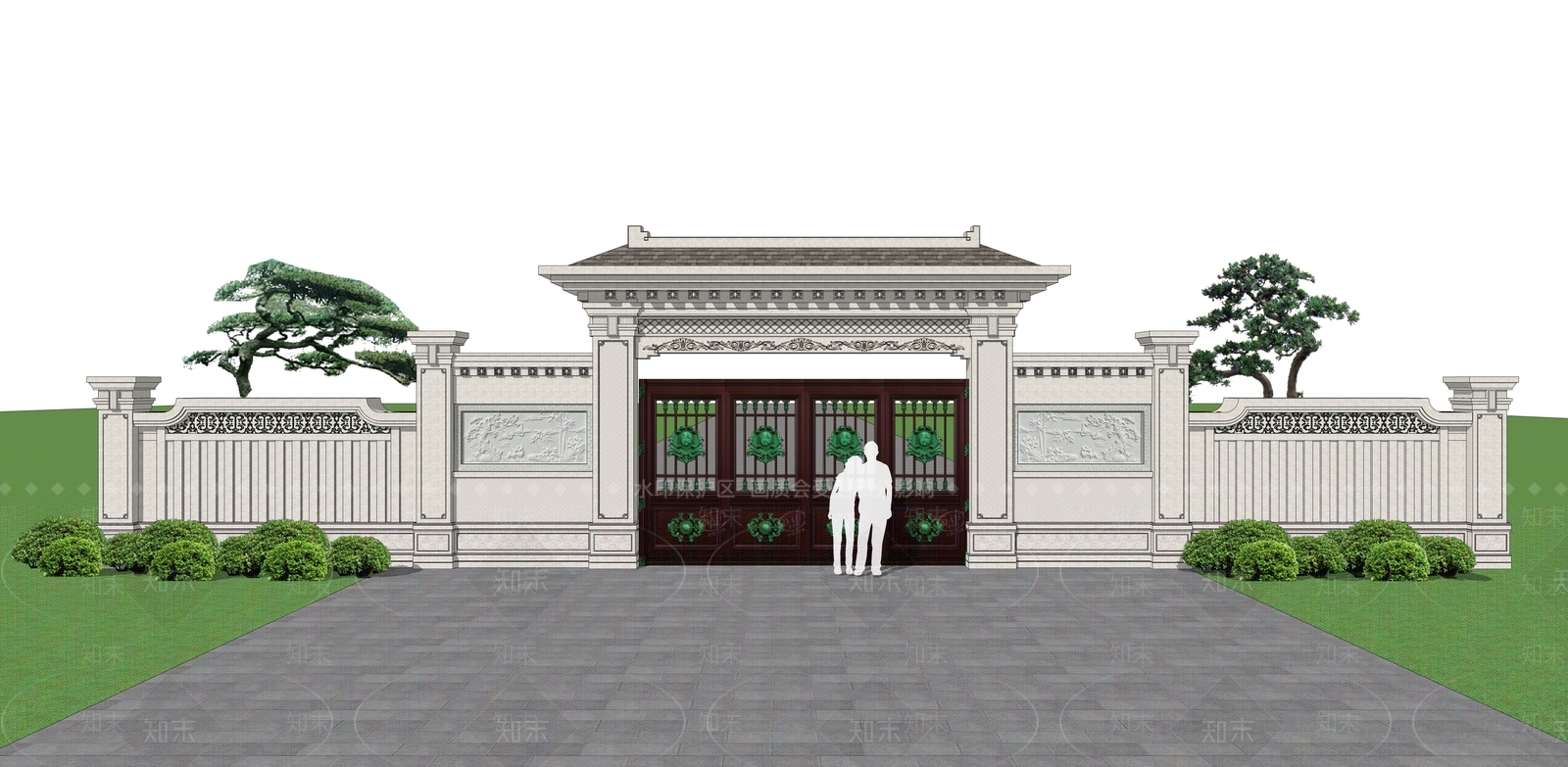 中式庭院门SU模型下载【ID:1188773224】
