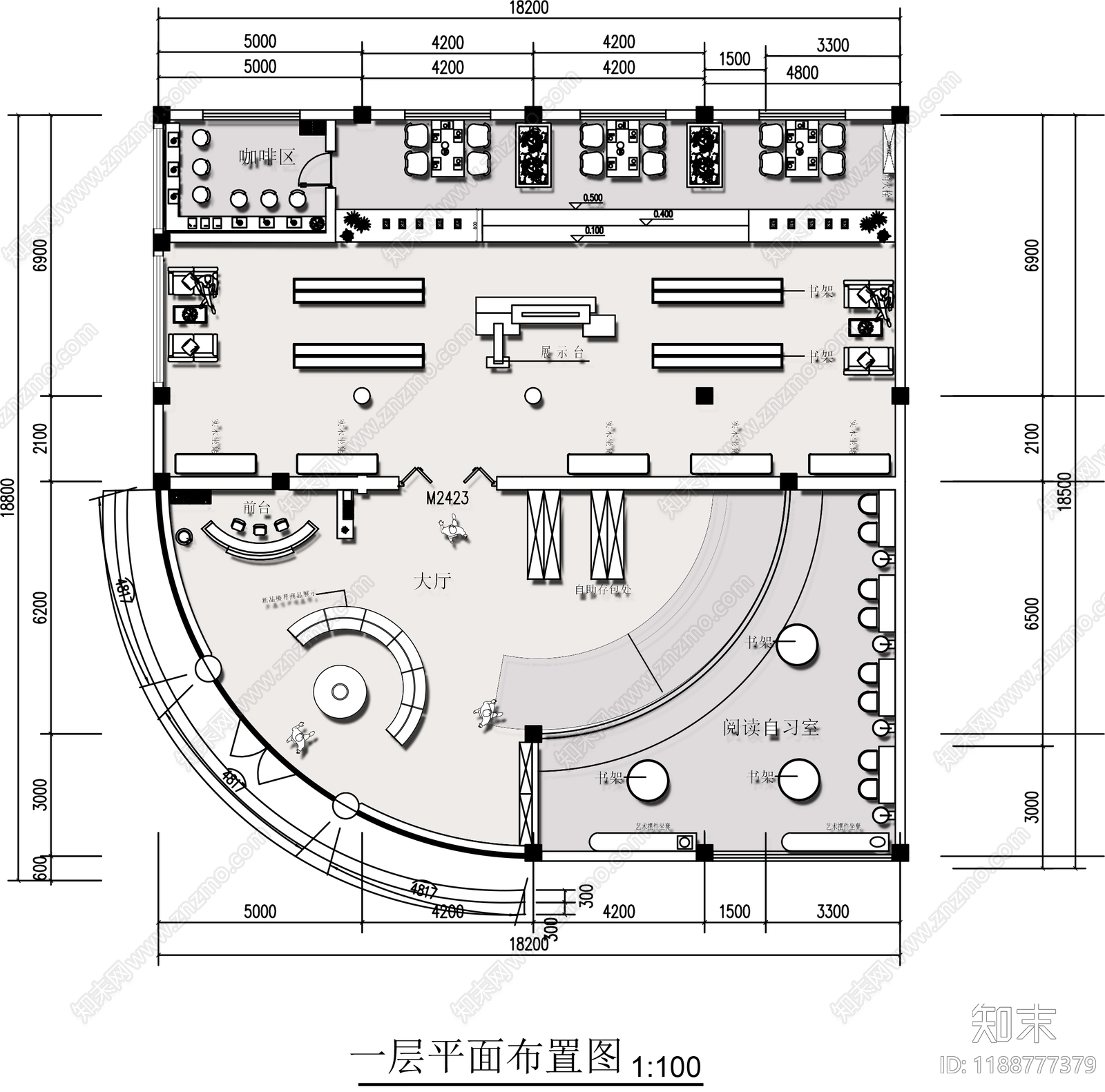 现代书店施工图下载【ID:1188777379】