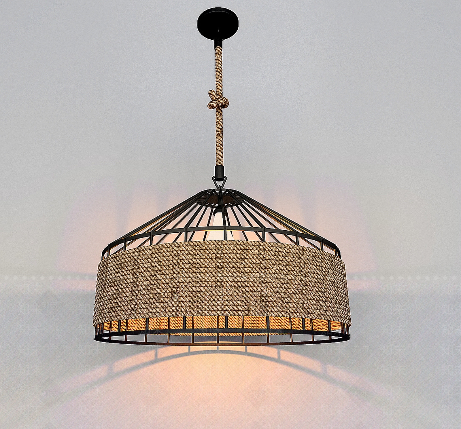 现代麻绳吊灯3D模型下载【ID:1188779946】