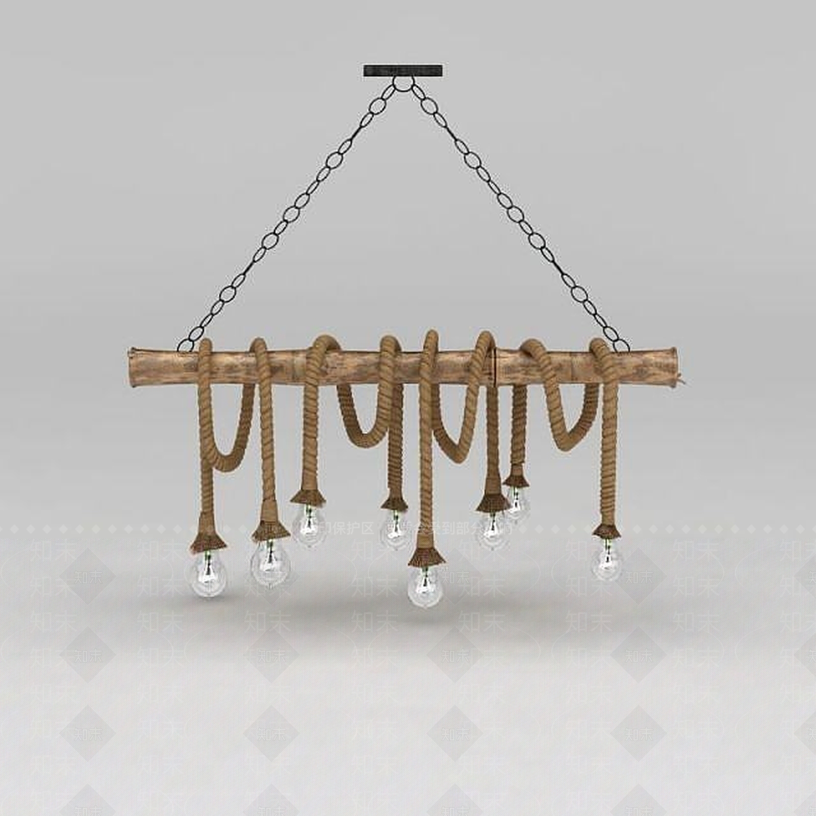 现代麻绳吊灯3D模型下载【ID:1188780122】