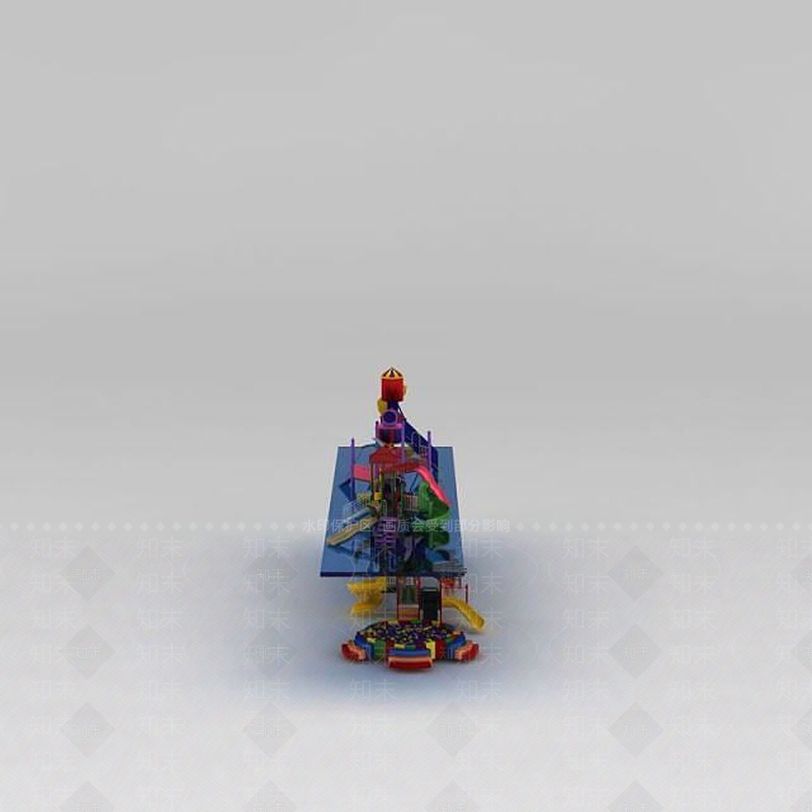 现代儿童游乐场滑梯组合3D模型下载【ID:1188780582】