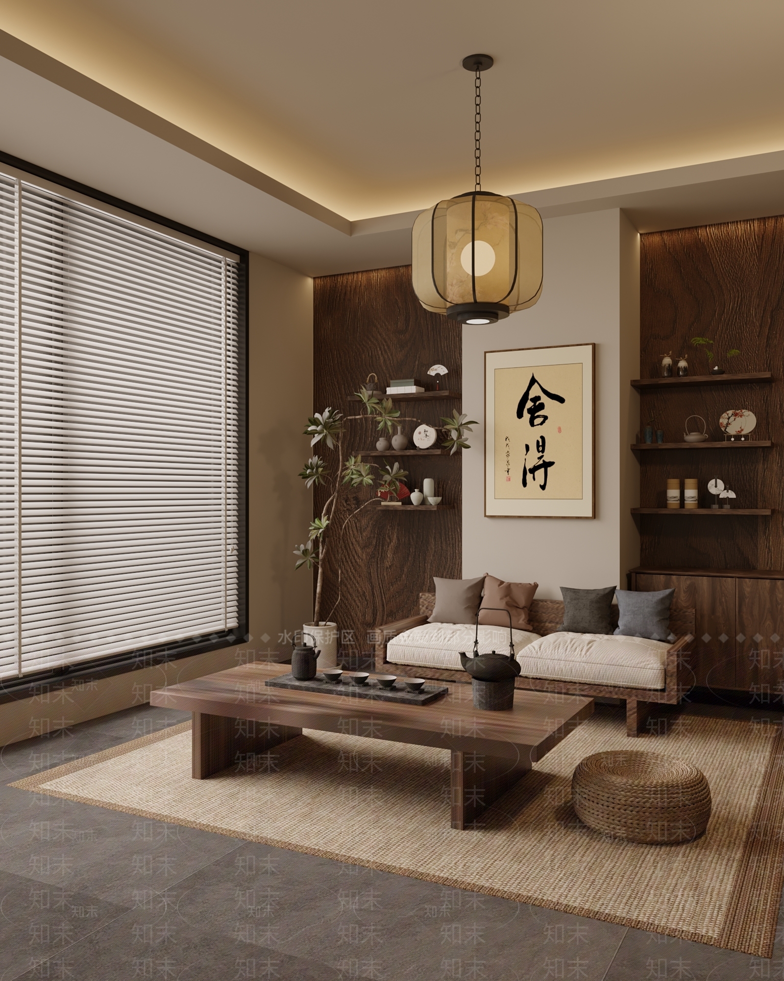 新中式茶室SU模型下载【ID:1188783032】