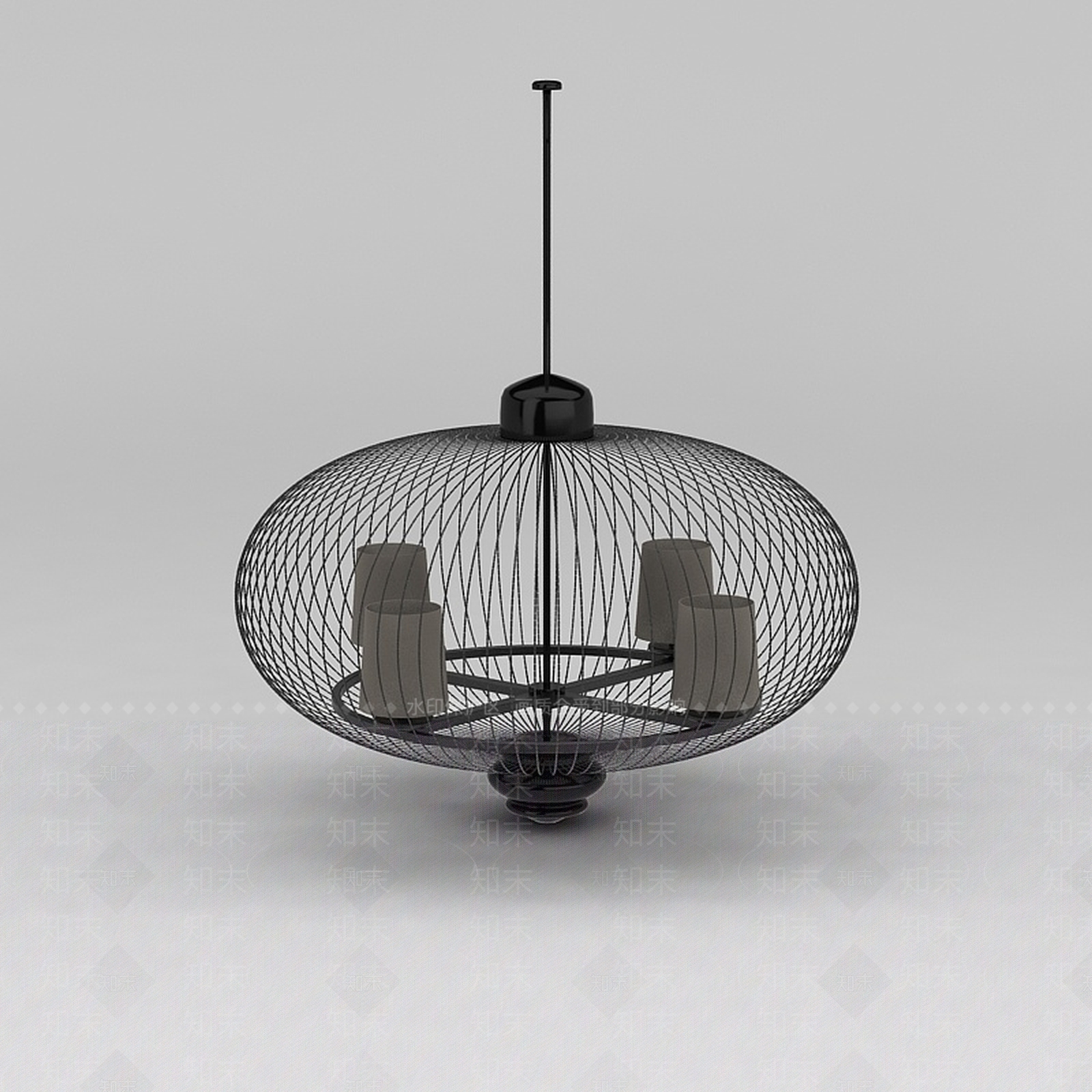 现代圆形灯笼吊灯3D模型下载【ID:1188786601】