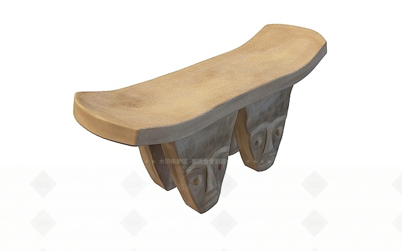 现代仿古石凳3D模型下载【ID:1188787623】