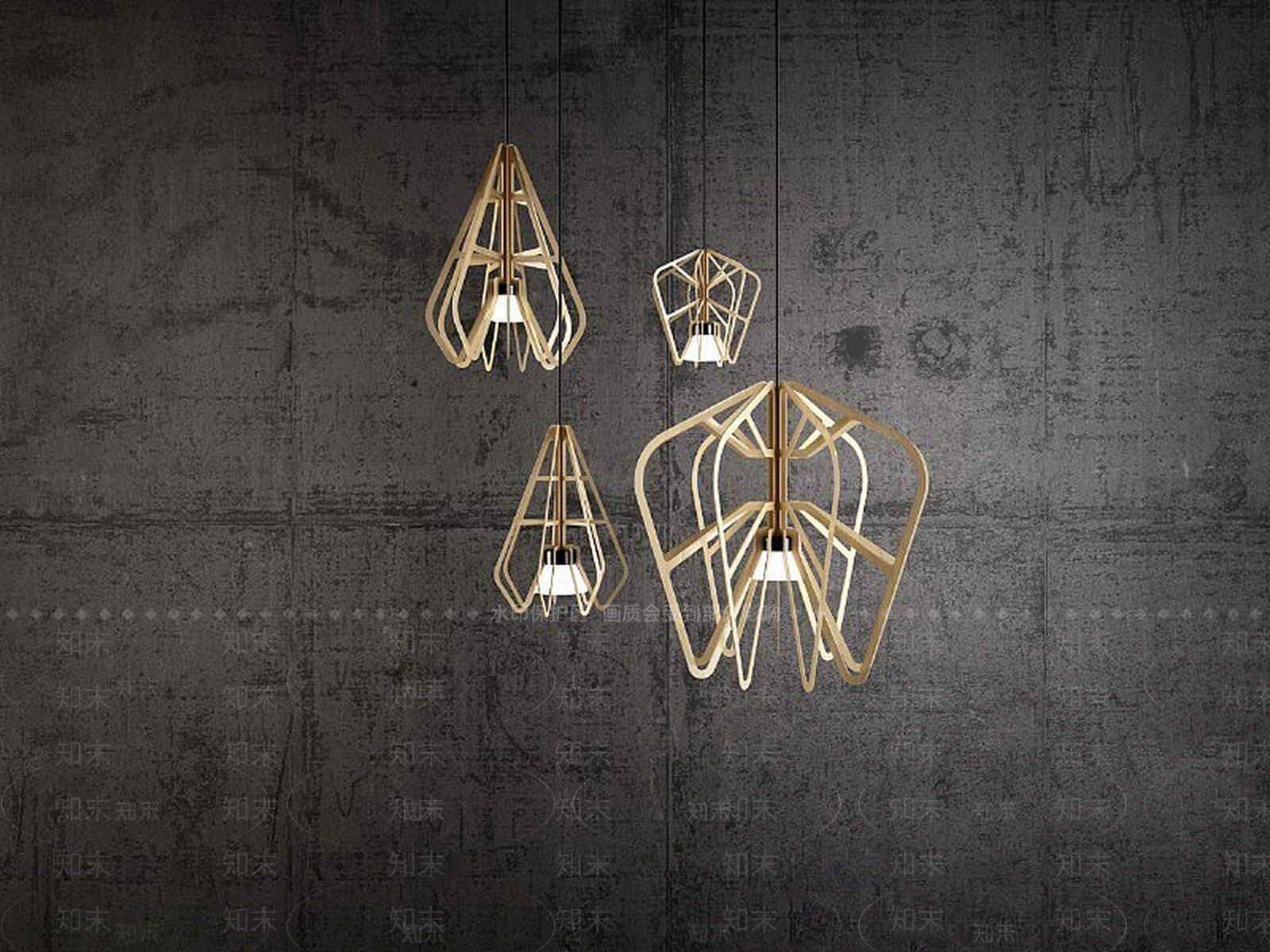 现代木质异形吊灯3D模型下载【ID:1188788074】
