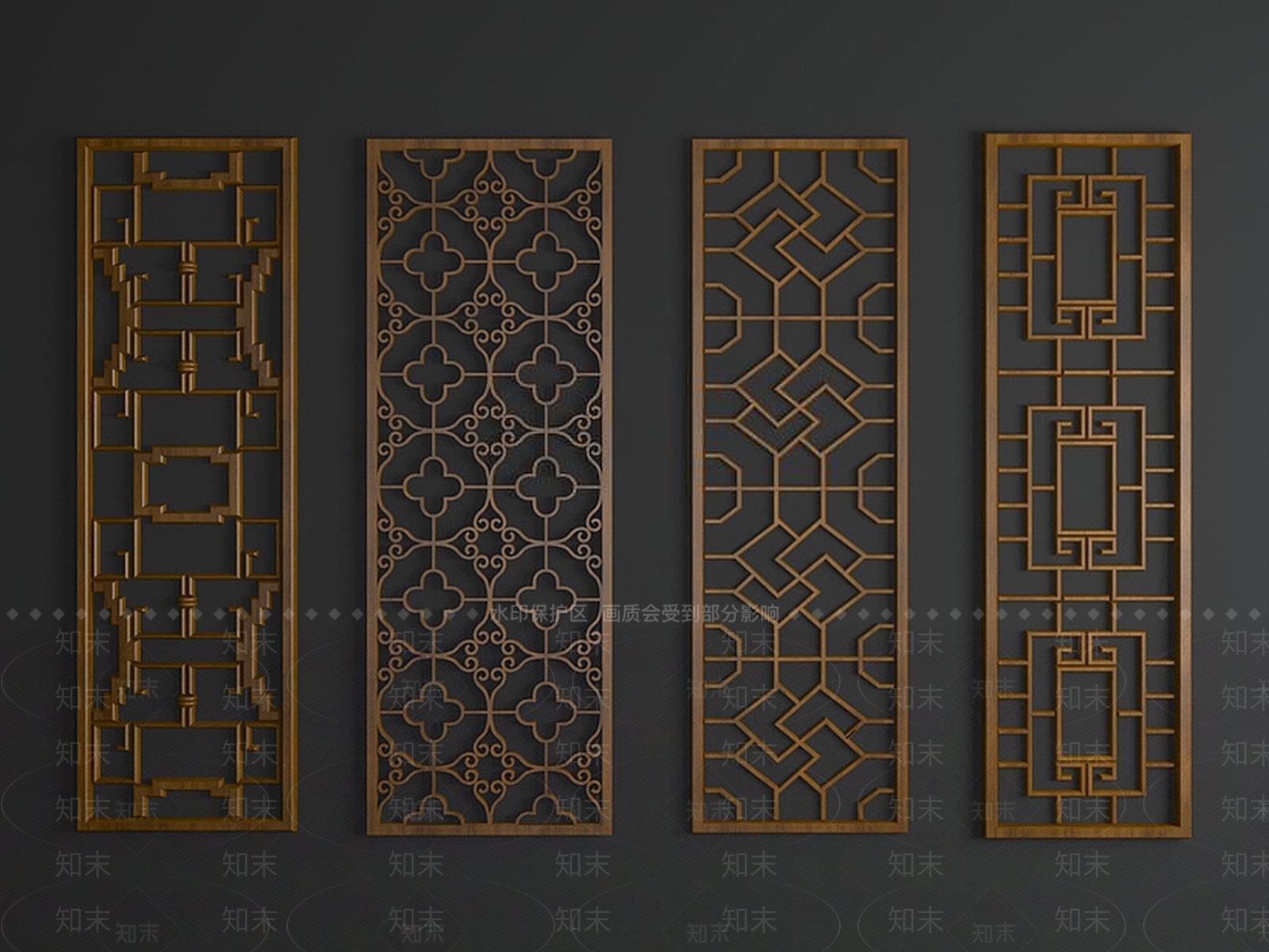 现代中式雕花隔断3D模型下载【ID:1188788129】