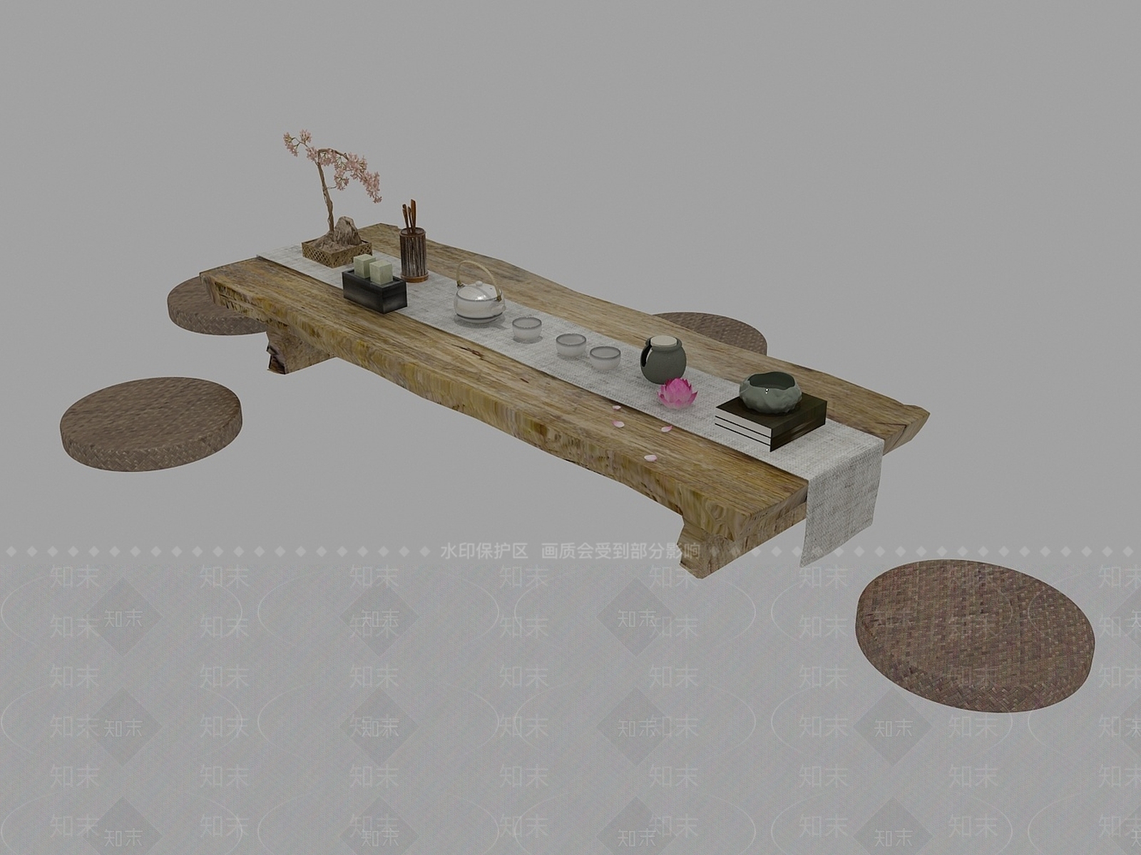 日式复古日式茶桌3D模型下载【ID:1188789260】