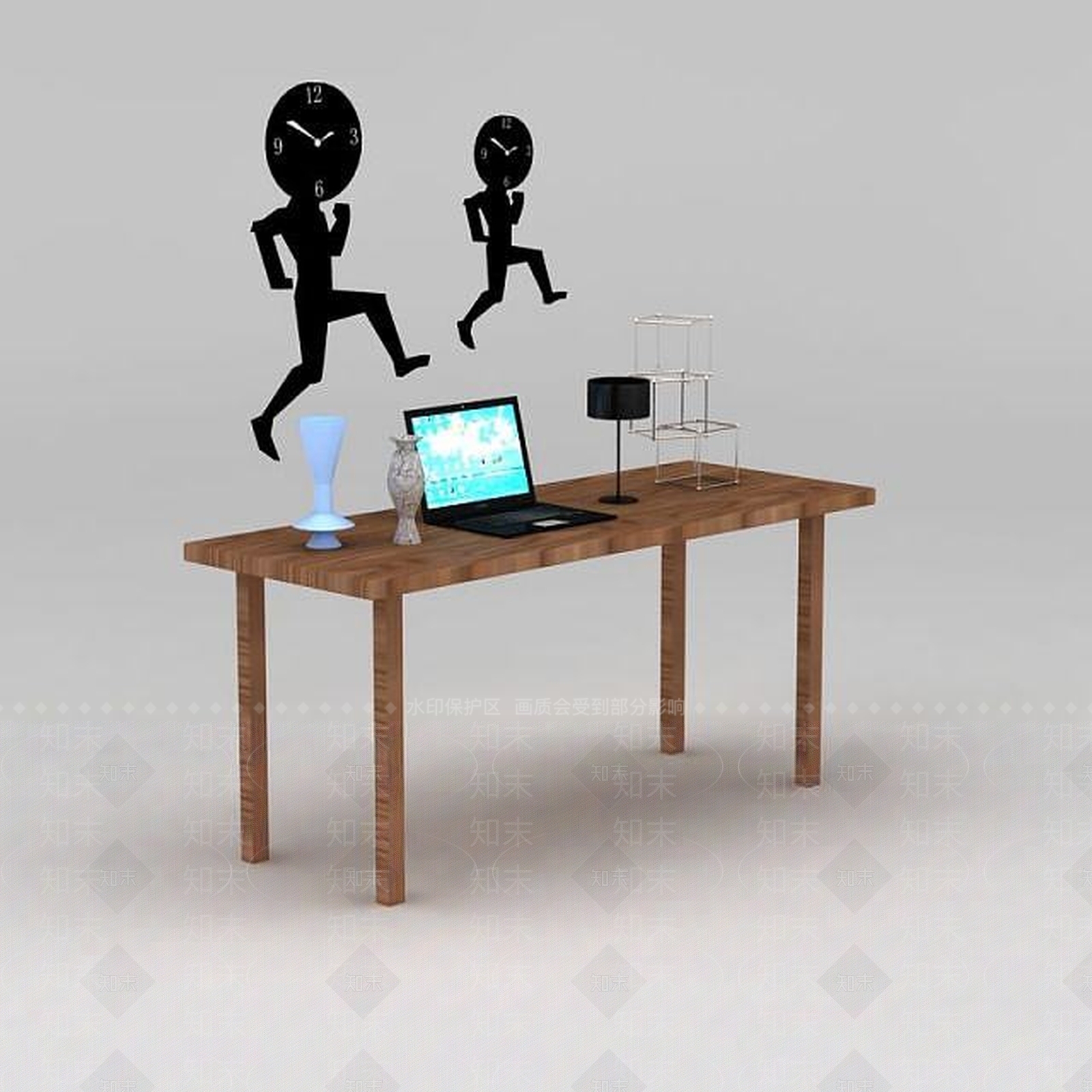 现代人型钟表墙饰3D模型下载【ID:1188789429】