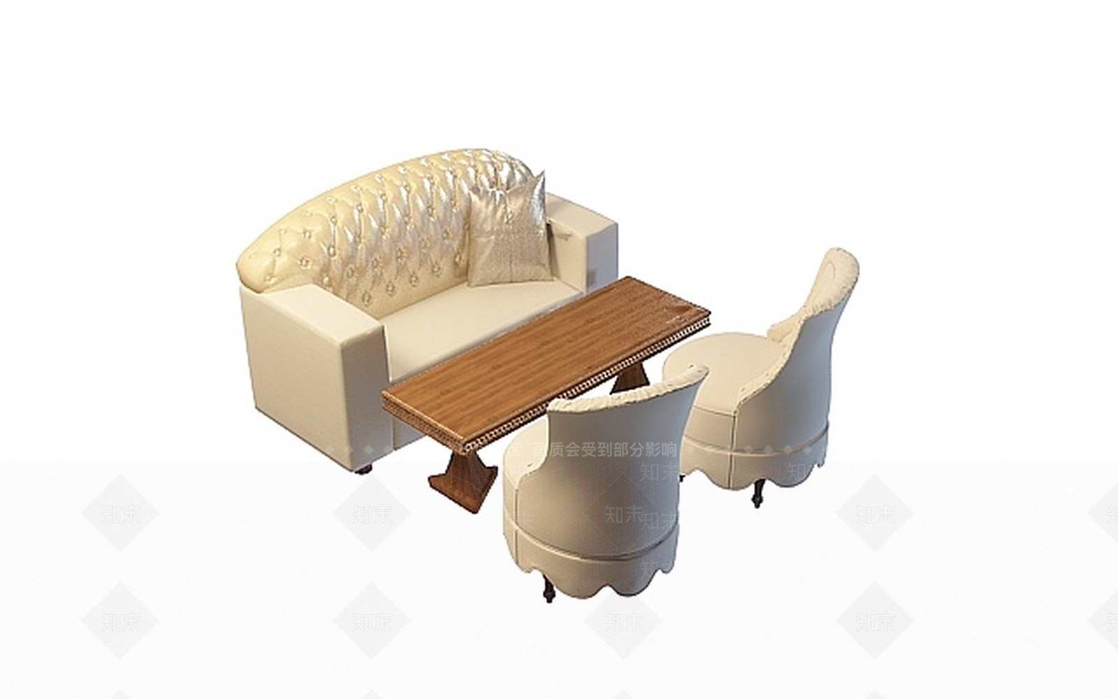 现代酒店沙发茶几组合3D模型下载【ID:1188789867】