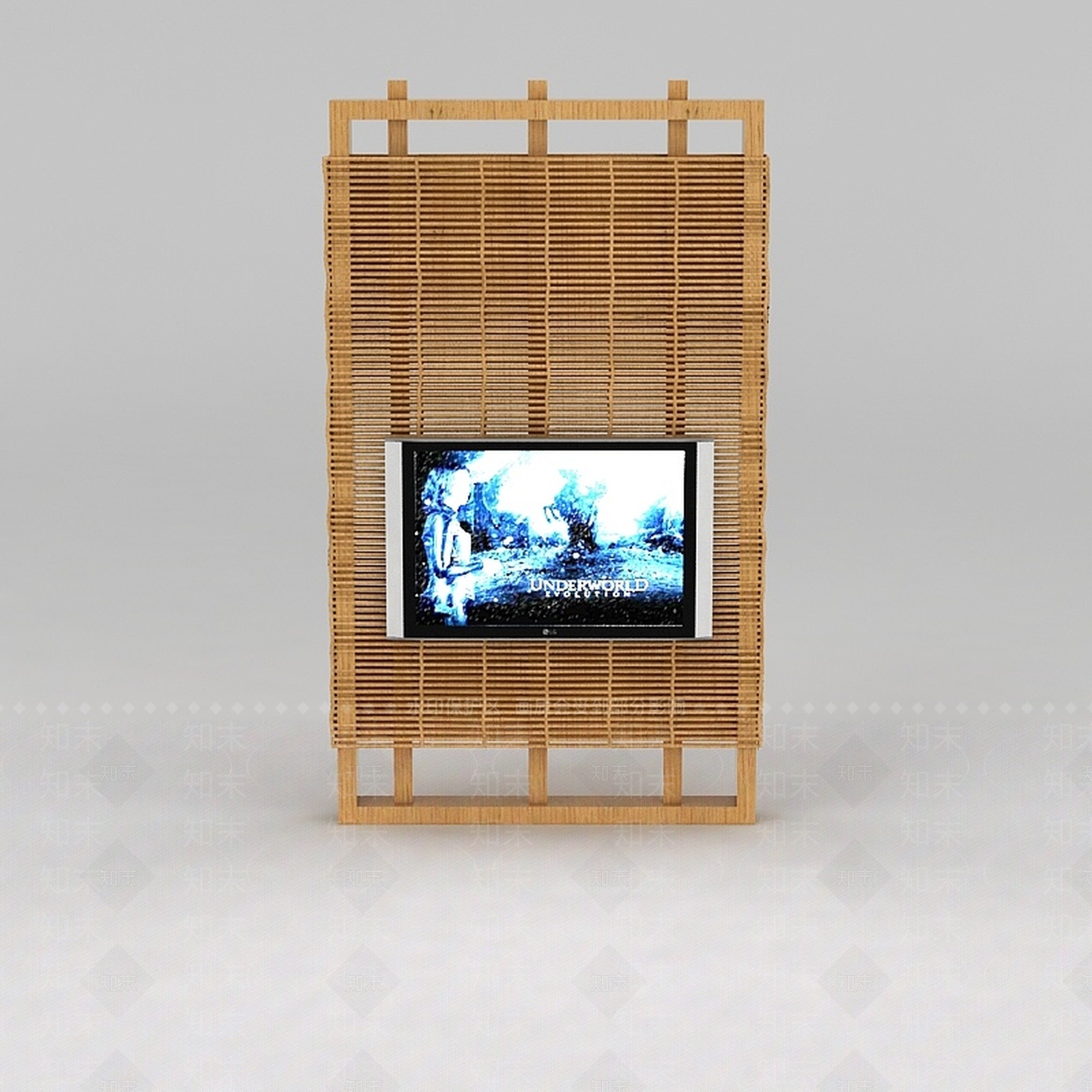 现代原木电视背景墙3D模型下载【ID:1188790581】