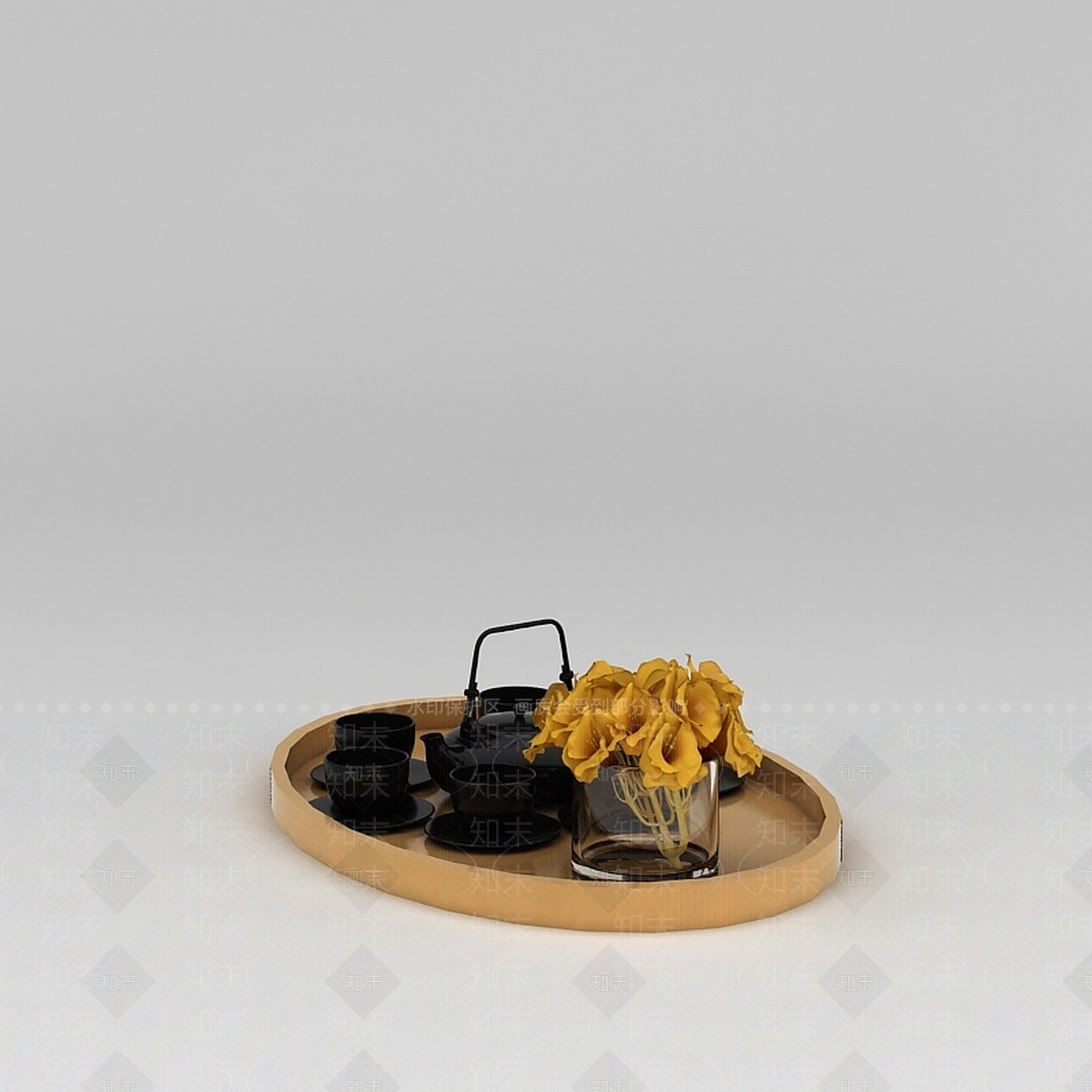 现代茶具托盘3D模型下载【ID:1188790681】