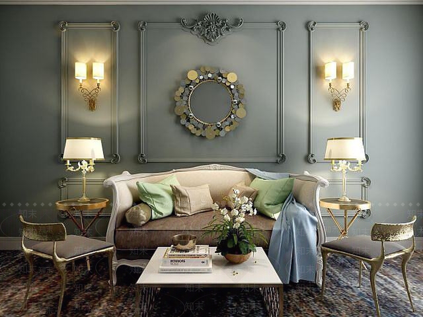 现代沙发椅子茶几组合3D模型下载【ID:1188790726】