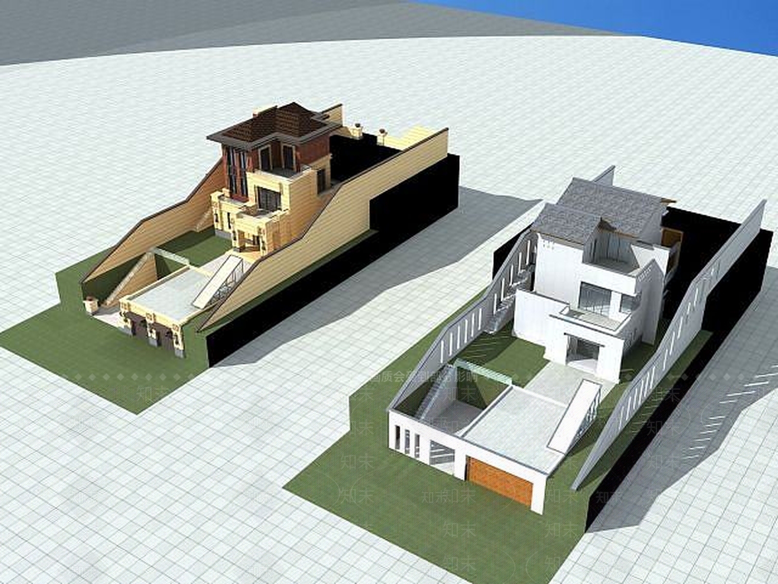 现代独栋别墅3D模型下载【ID:1188791132】