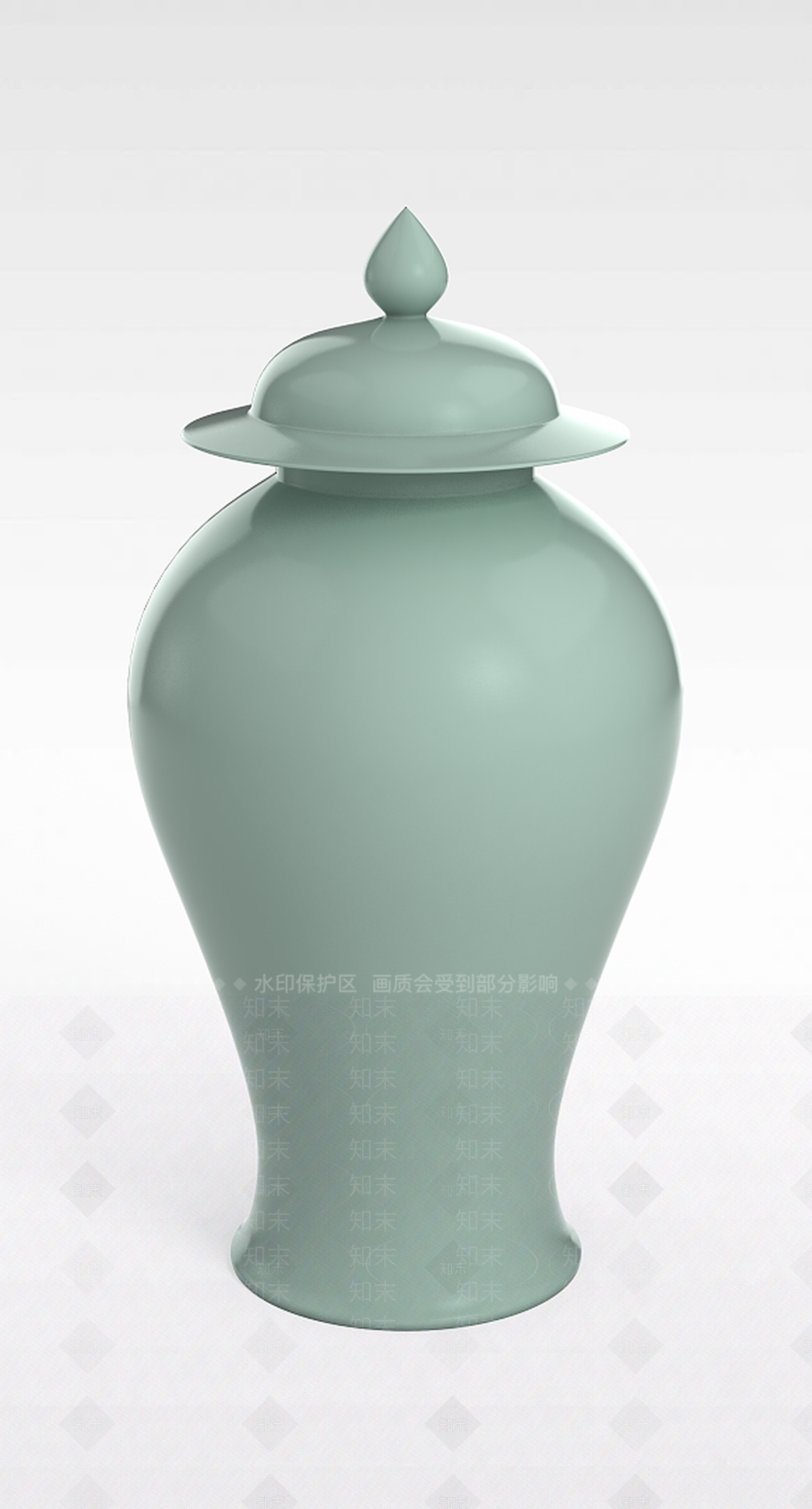 中式青色陶瓷花瓶罐3D模型下载【ID:1188791580】