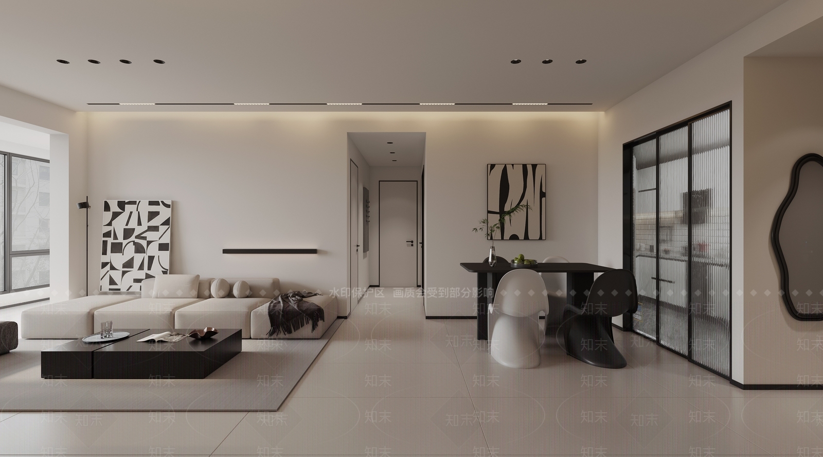 黑白组合餐边柜餐边柜3D模型下载【ID:1227394658】