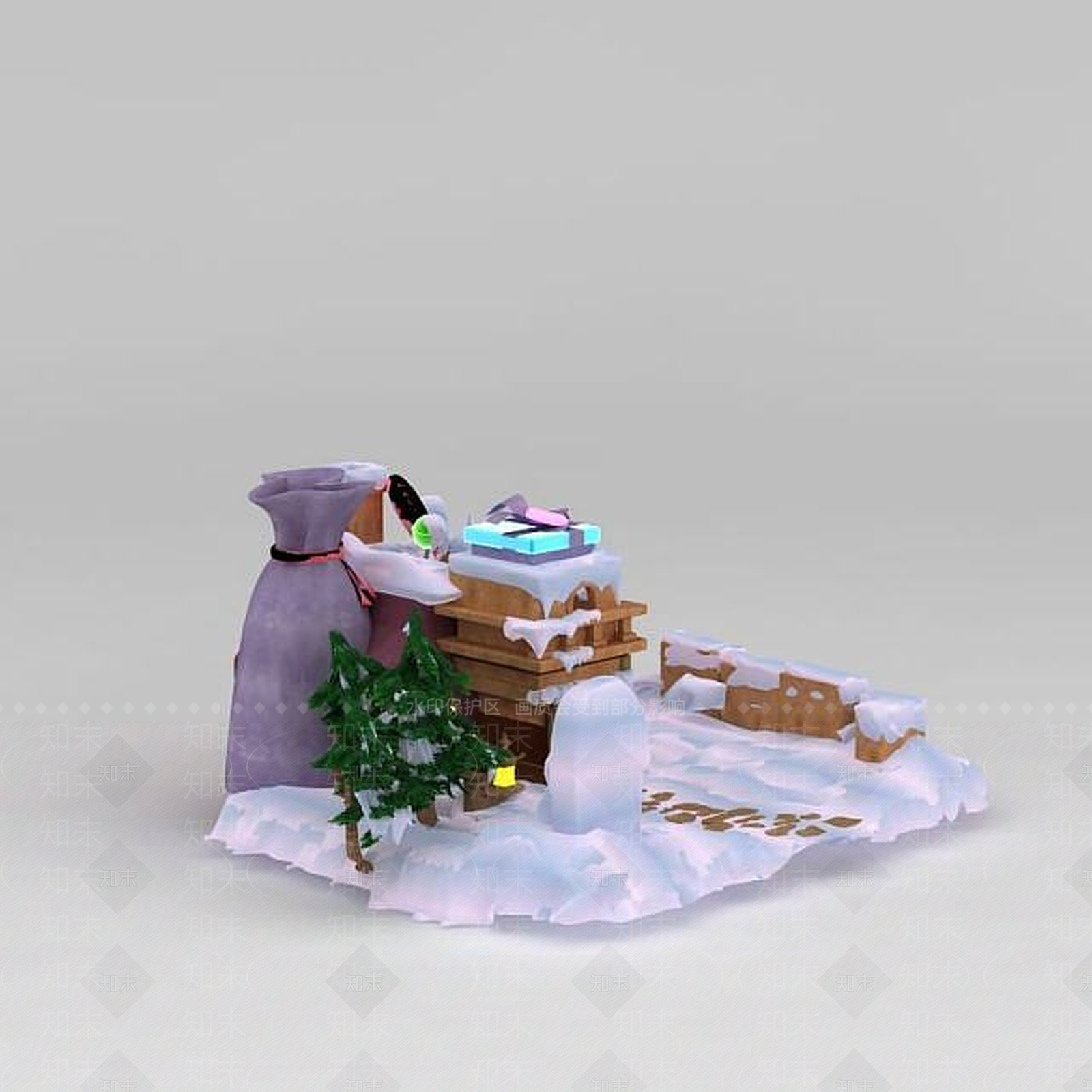 现代雪地糖果屋3D模型下载【ID:1188797263】