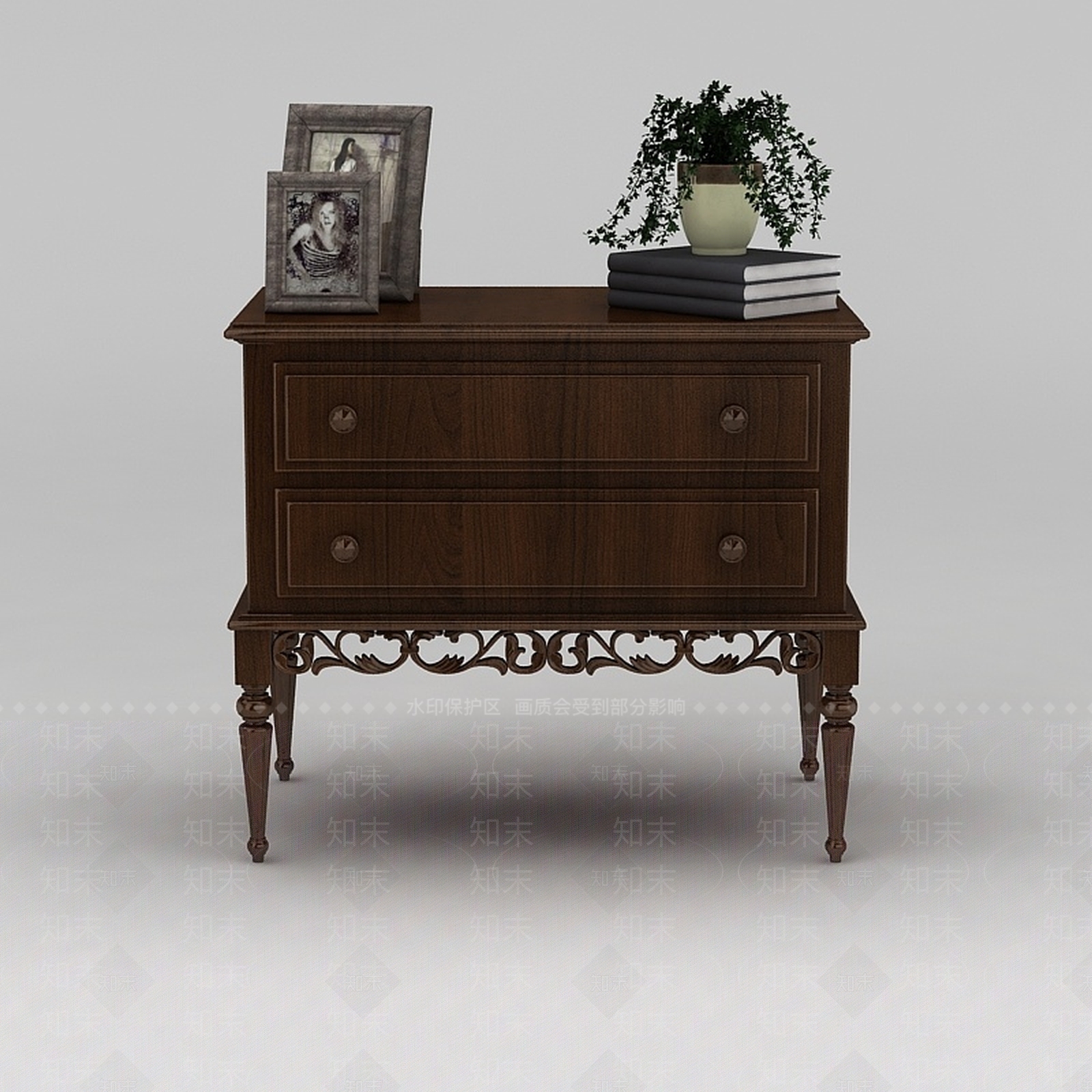 美式客厅实木边柜3D模型下载【ID:1188799068】