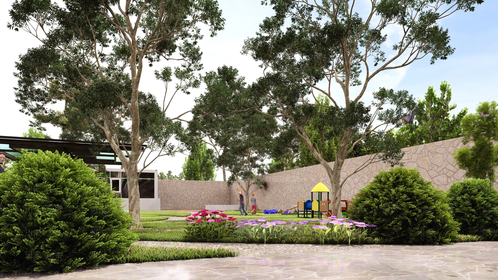 现代新中式四合院SU模型下载【ID:1188800315】