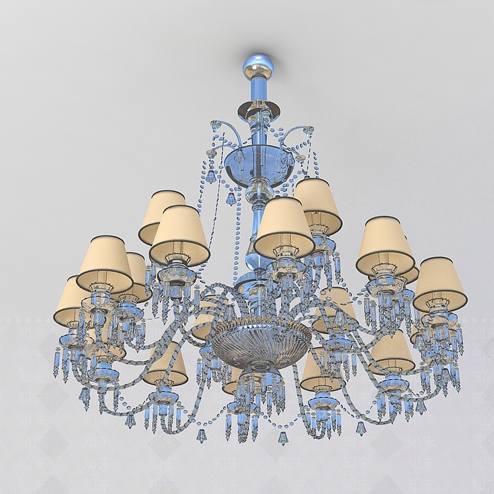 现代豪华客厅水晶吊灯3D模型下载【ID:1188800446】