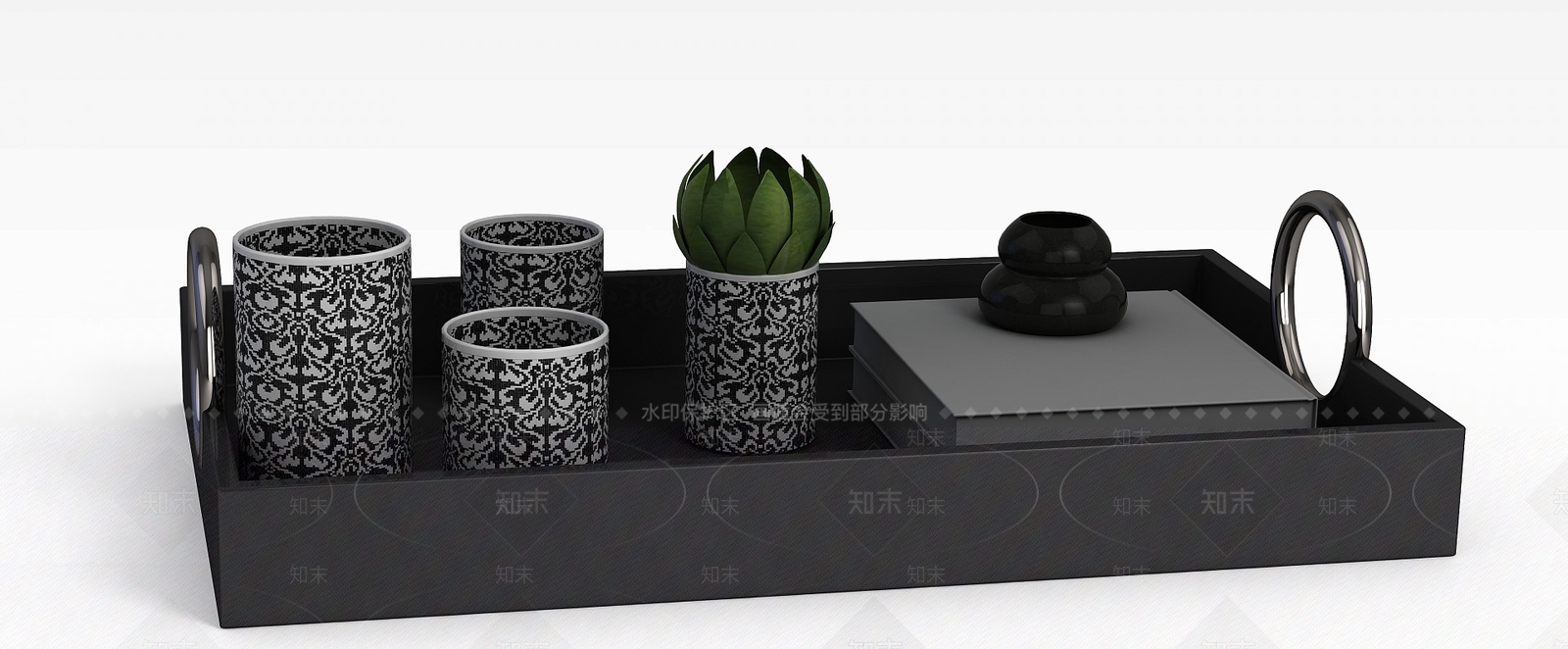 现代茶具托盘3D模型下载【ID:1188800700】