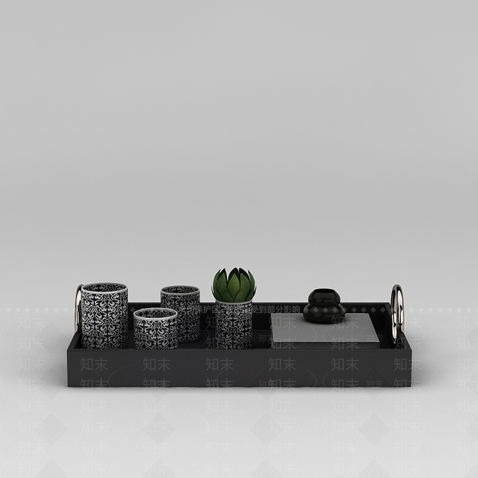 现代茶具托盘3D模型下载【ID:1188800700】