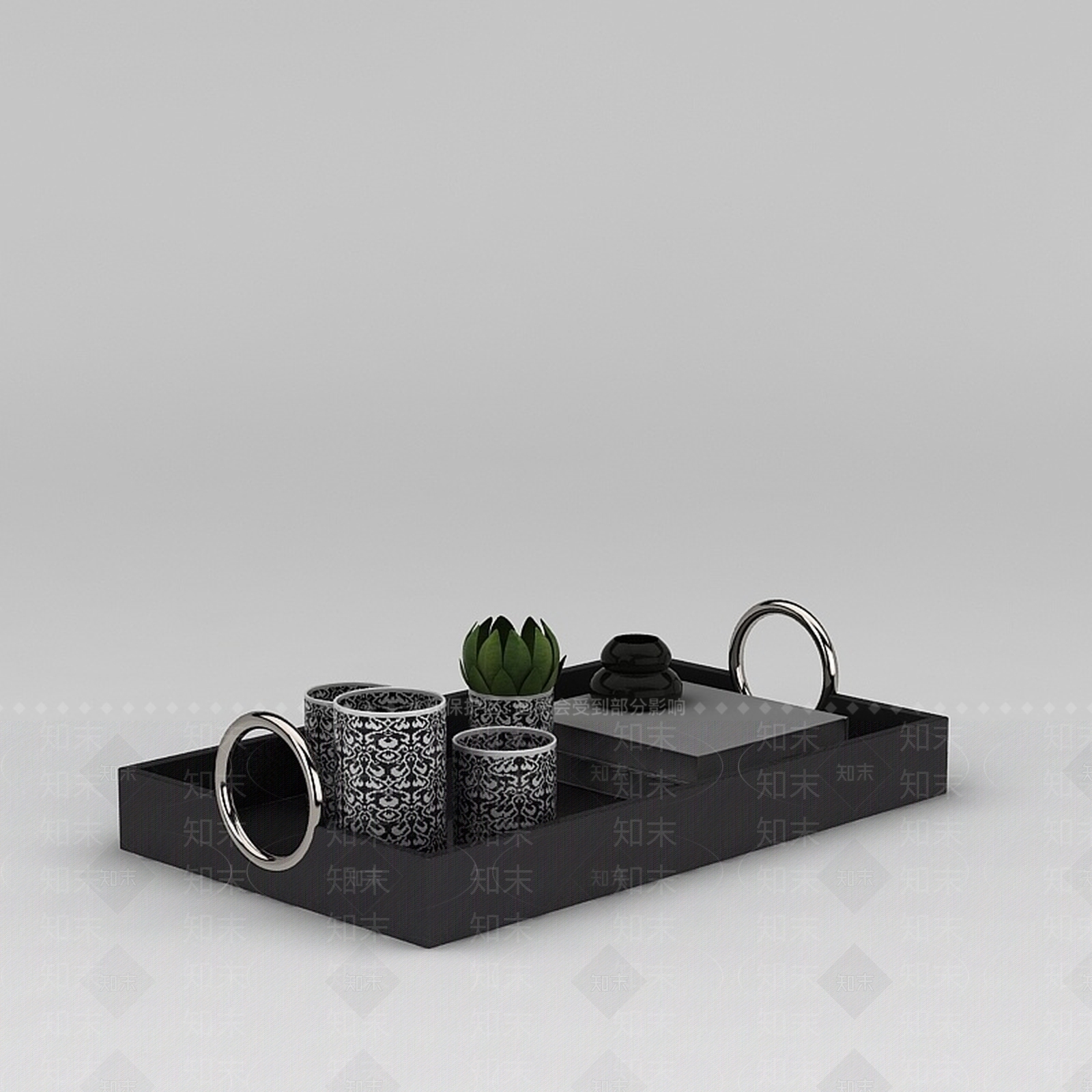 现代茶具托盘3D模型下载【ID:1188800700】