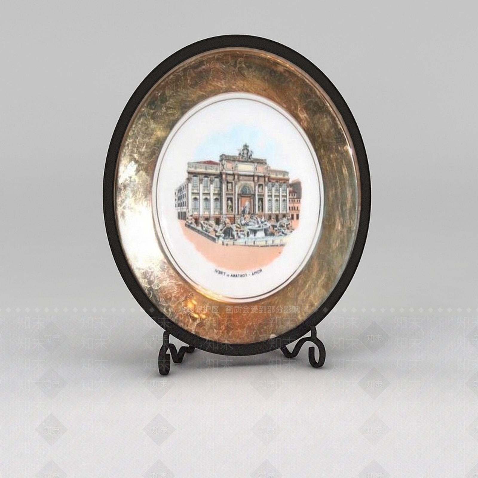 现代陶瓷装饰盘子3D模型下载【ID:1188801792】