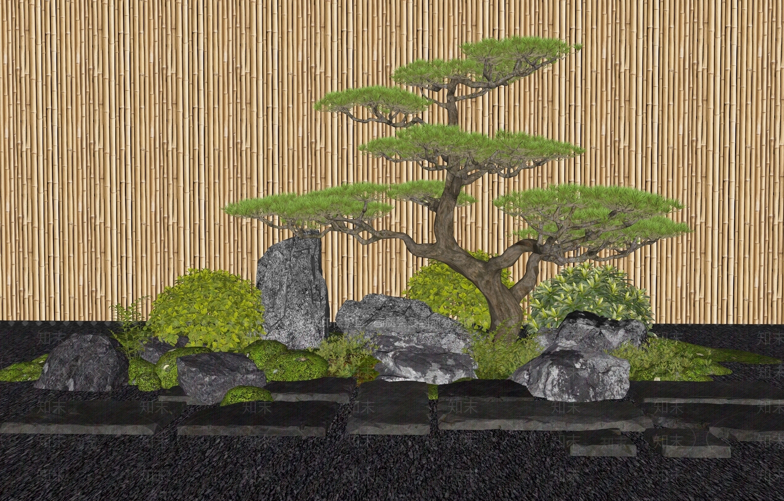 新中式庭院小品SU模型下载【ID:1188803274】