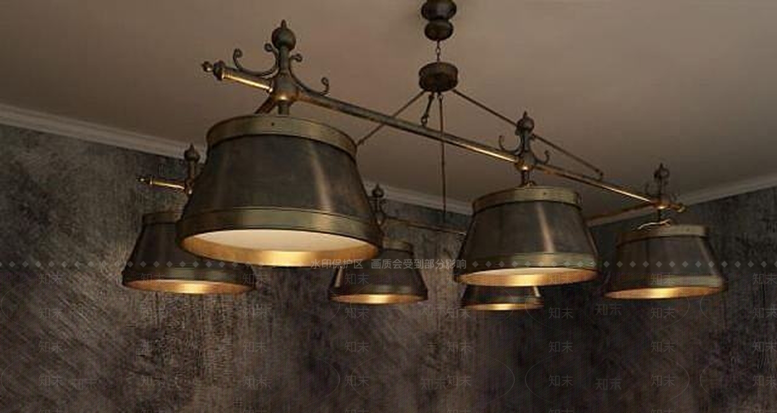 欧式古典欧式复古金属桌球吊灯3D模型下载【ID:1188803545】