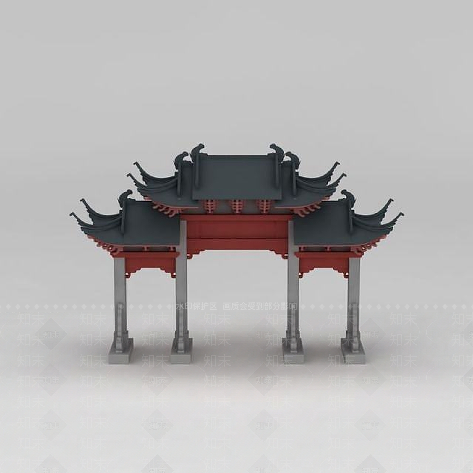 现代古建牌楼3D模型下载【ID:1188804322】