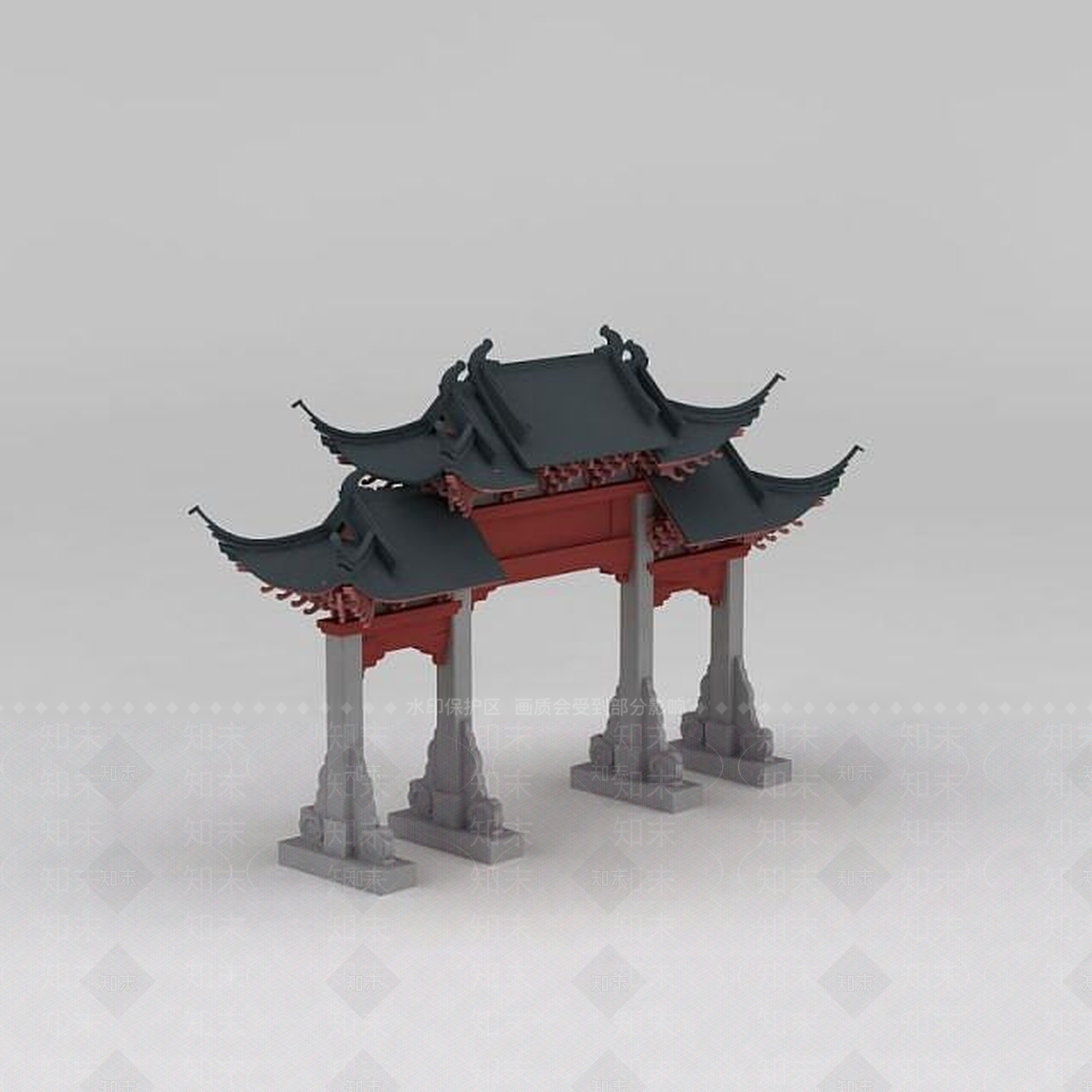 现代古建牌楼3D模型下载【ID:1188804322】