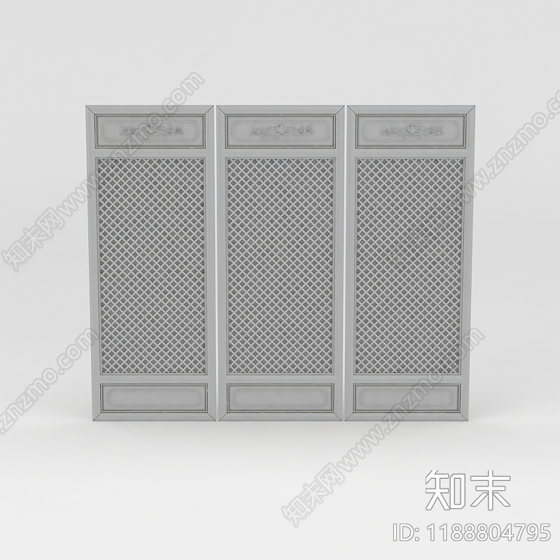 中式精致中式雕花屏风3D模型下载【ID:1188804795】