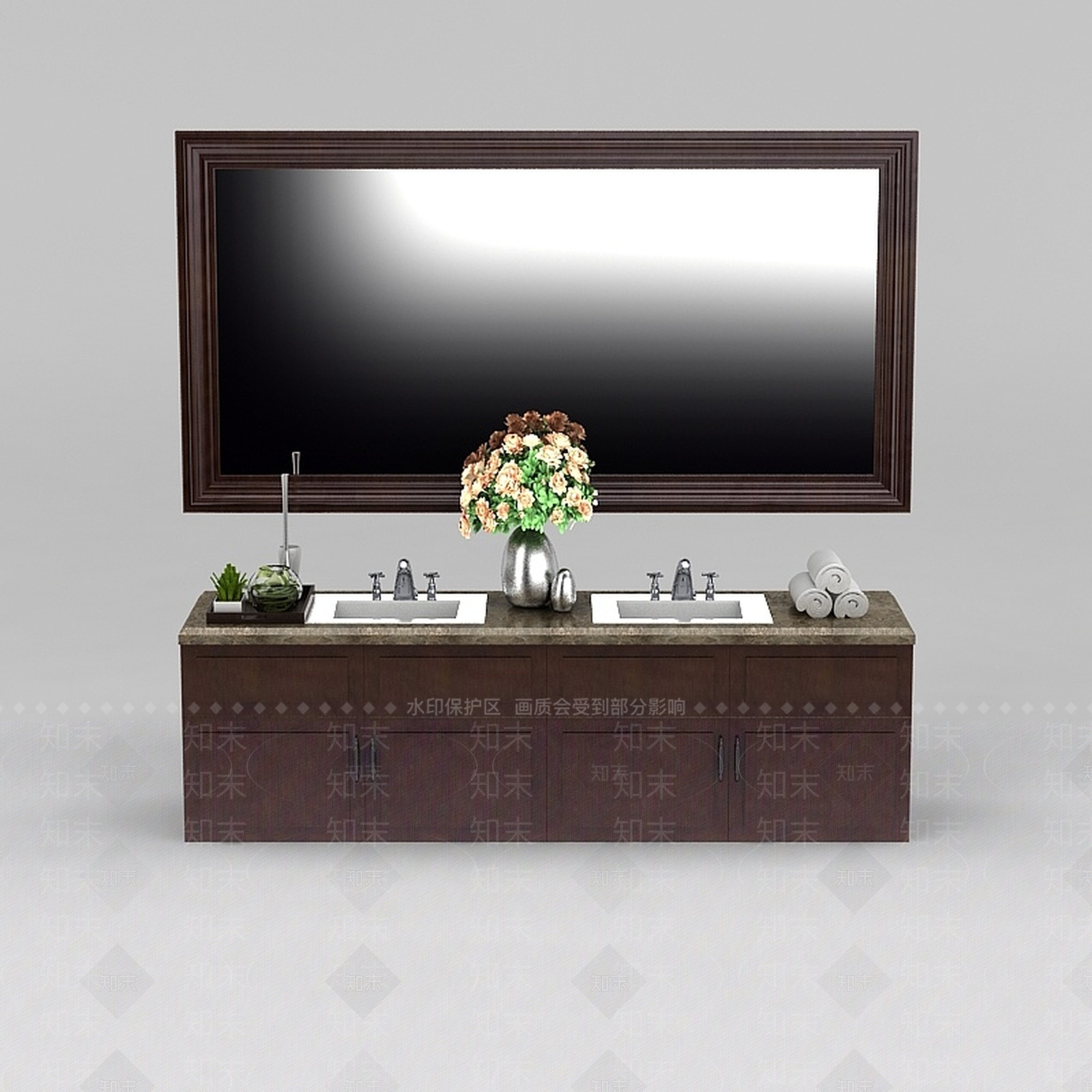中式双盆洗手台3D模型下载【ID:1188805317】