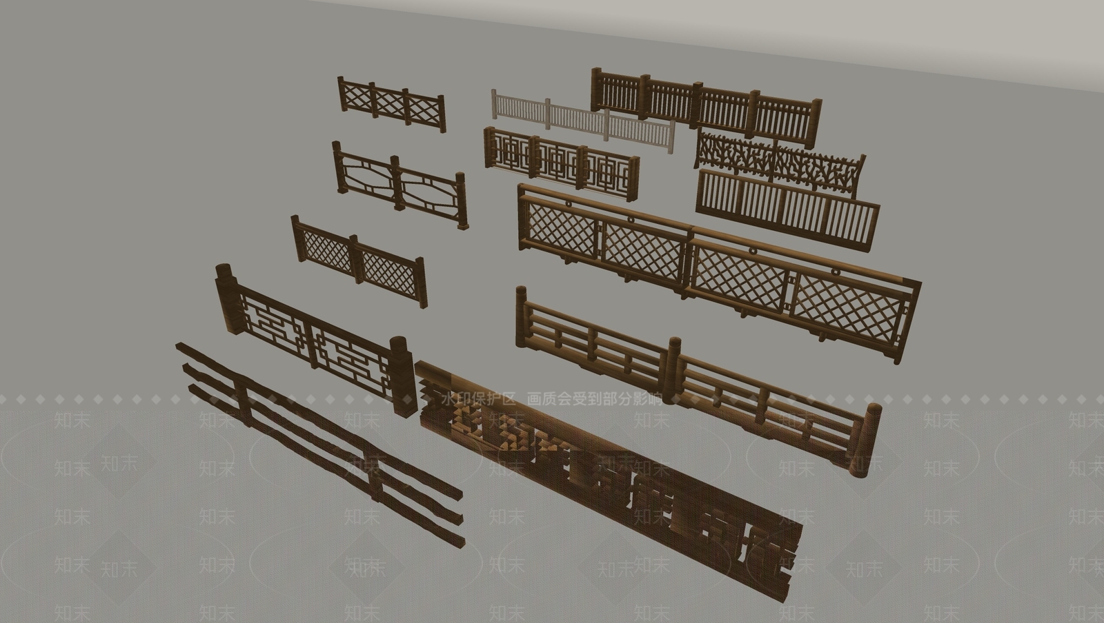 新中式围栏护栏SU模型下载【ID:1188806454】