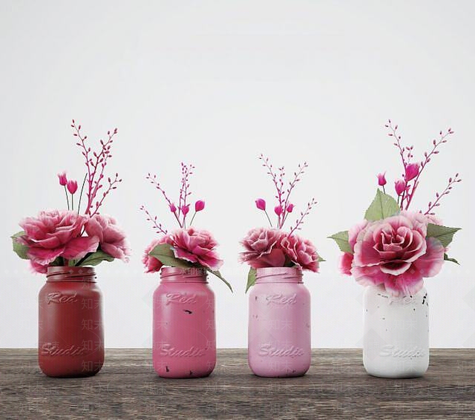 现代植物花卉装饰品3D模型下载【ID:1188806437】