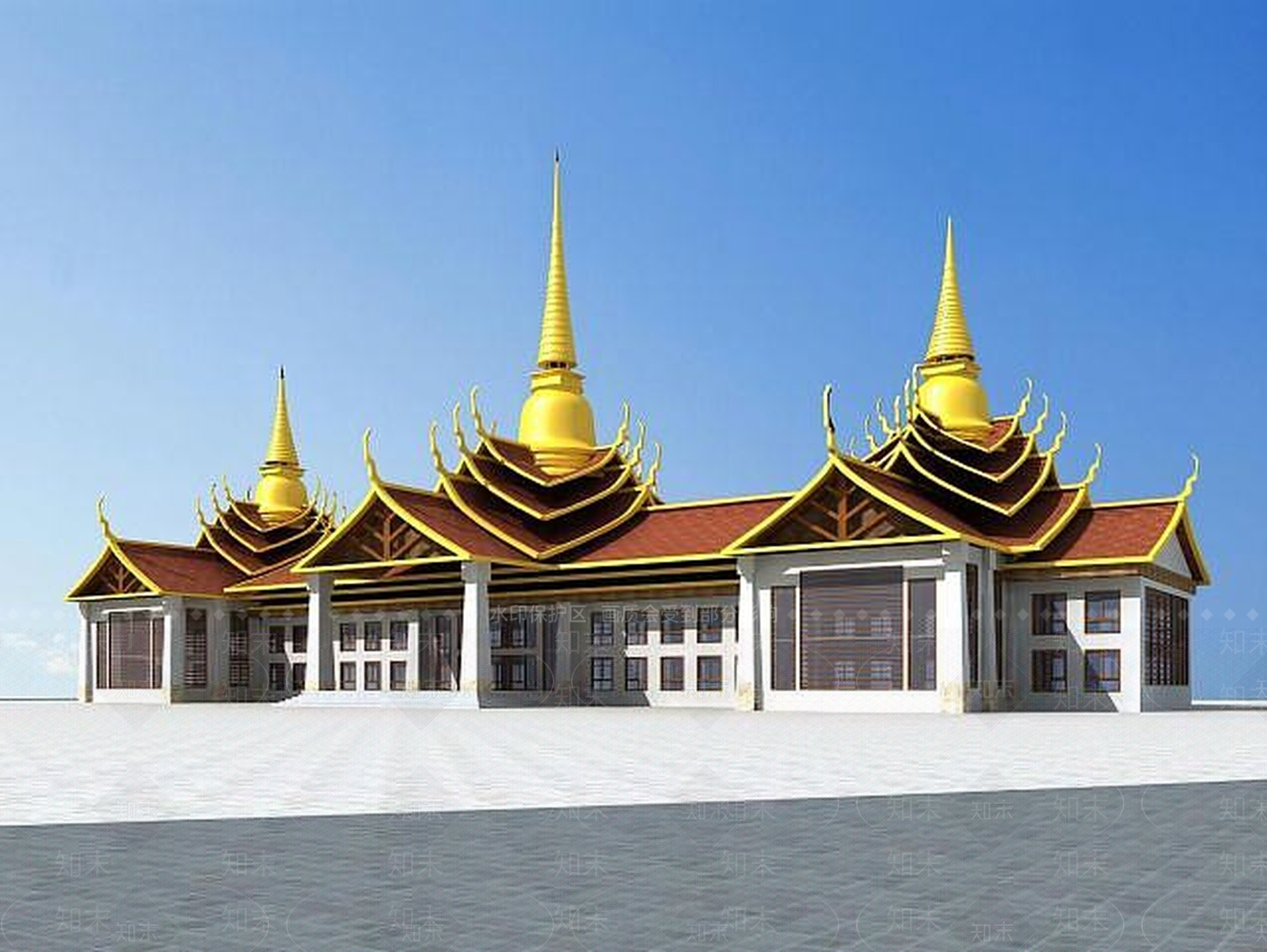现代傣族酒店3D模型下载【ID:1188807147】