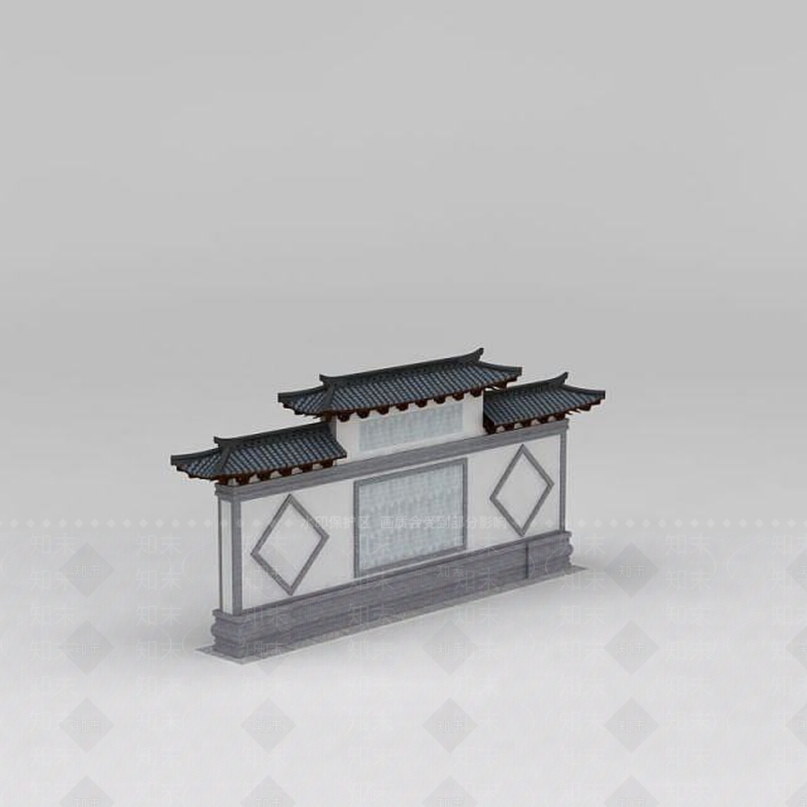 现代古建照壁3D模型下载【ID:1188808244】