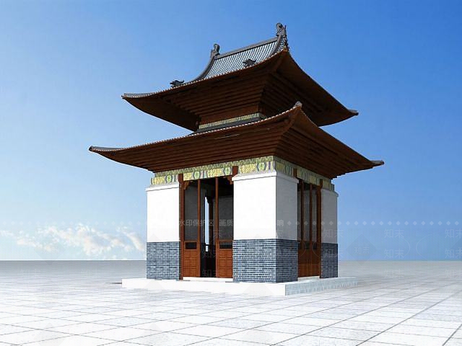 现代古建亭子3D模型下载【ID:1188808645】