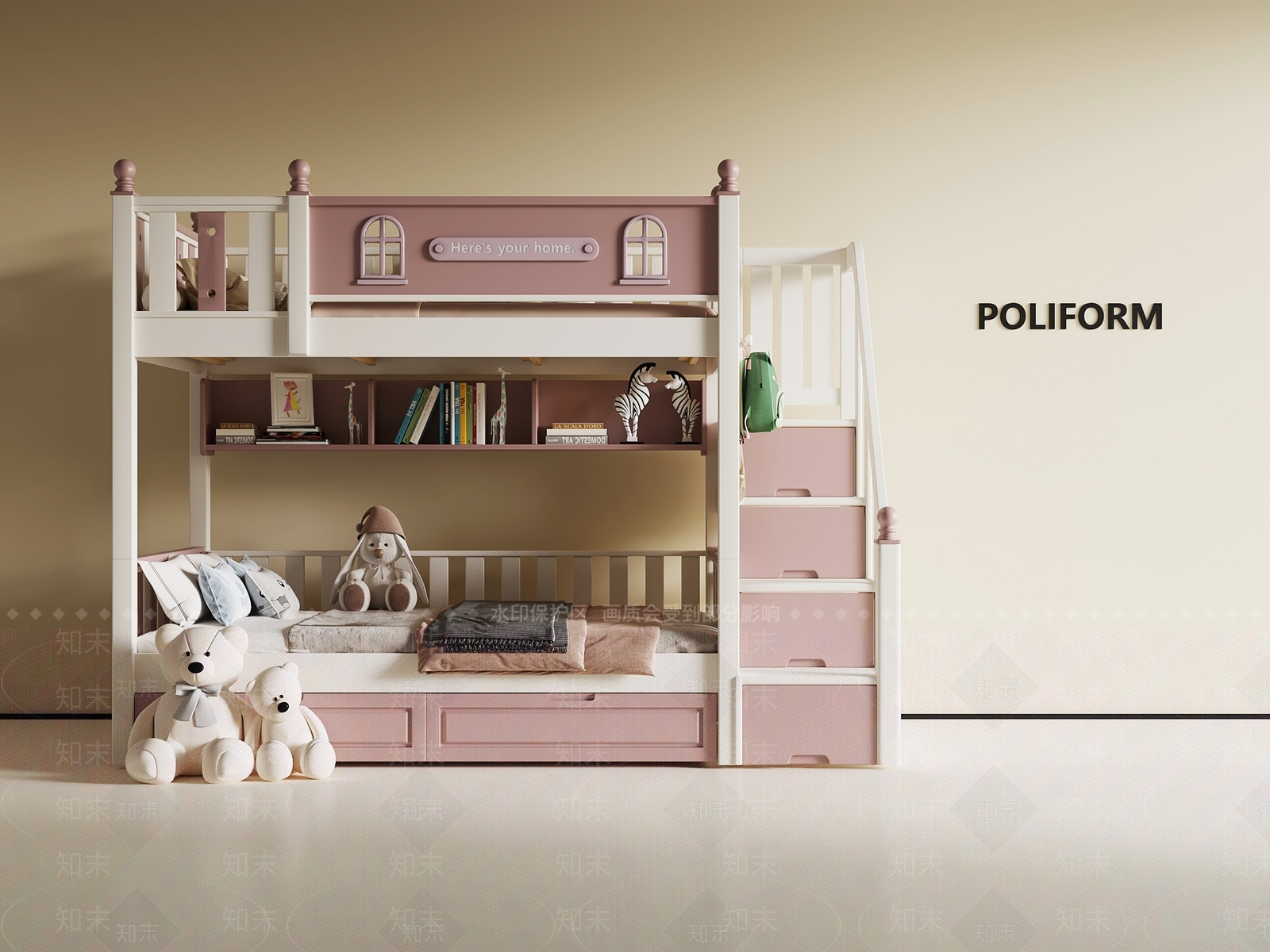 现代儿童床3D模型下载【ID:1188813204】