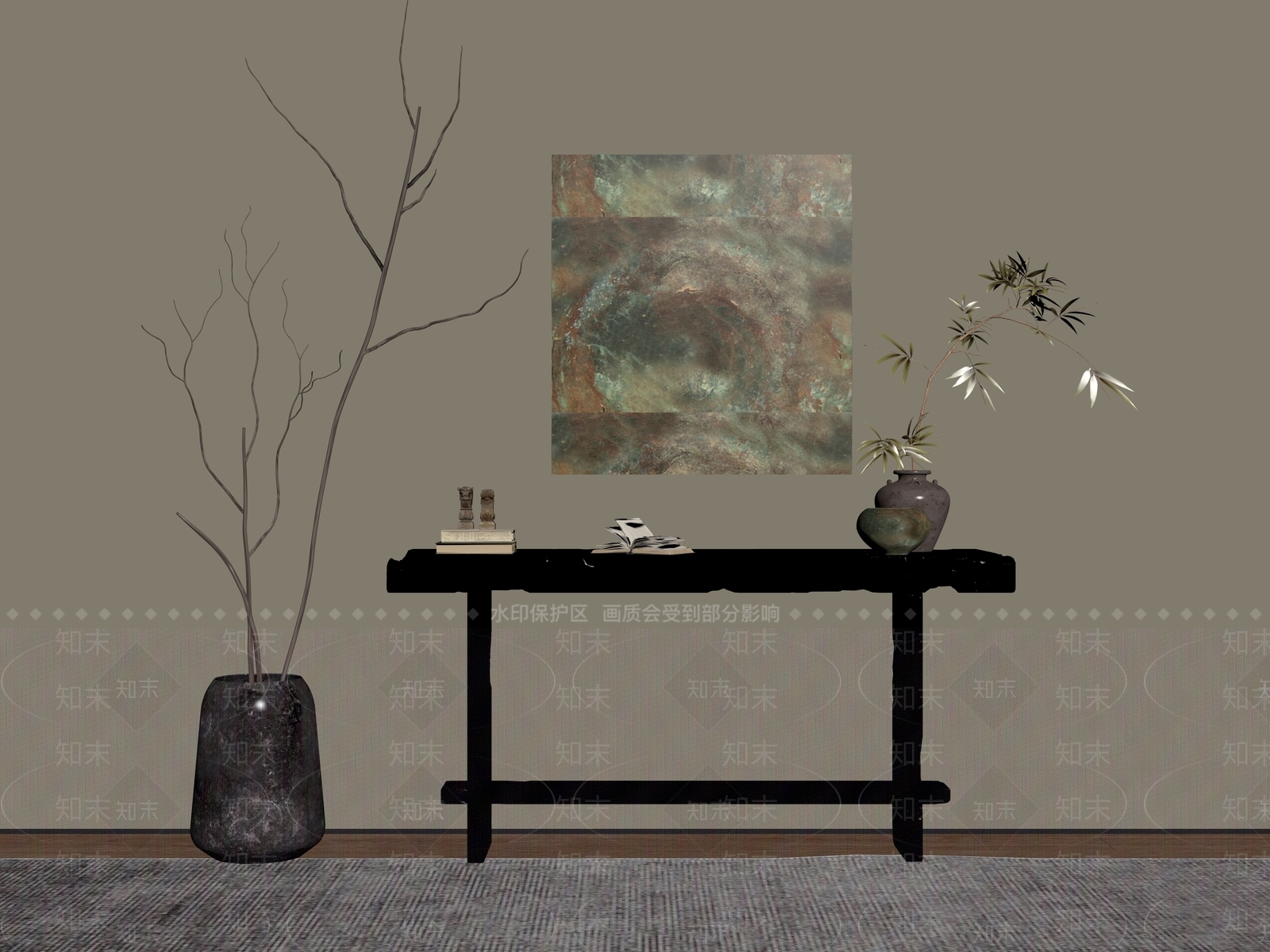 新中式条案SU模型下载【ID:1188829217】