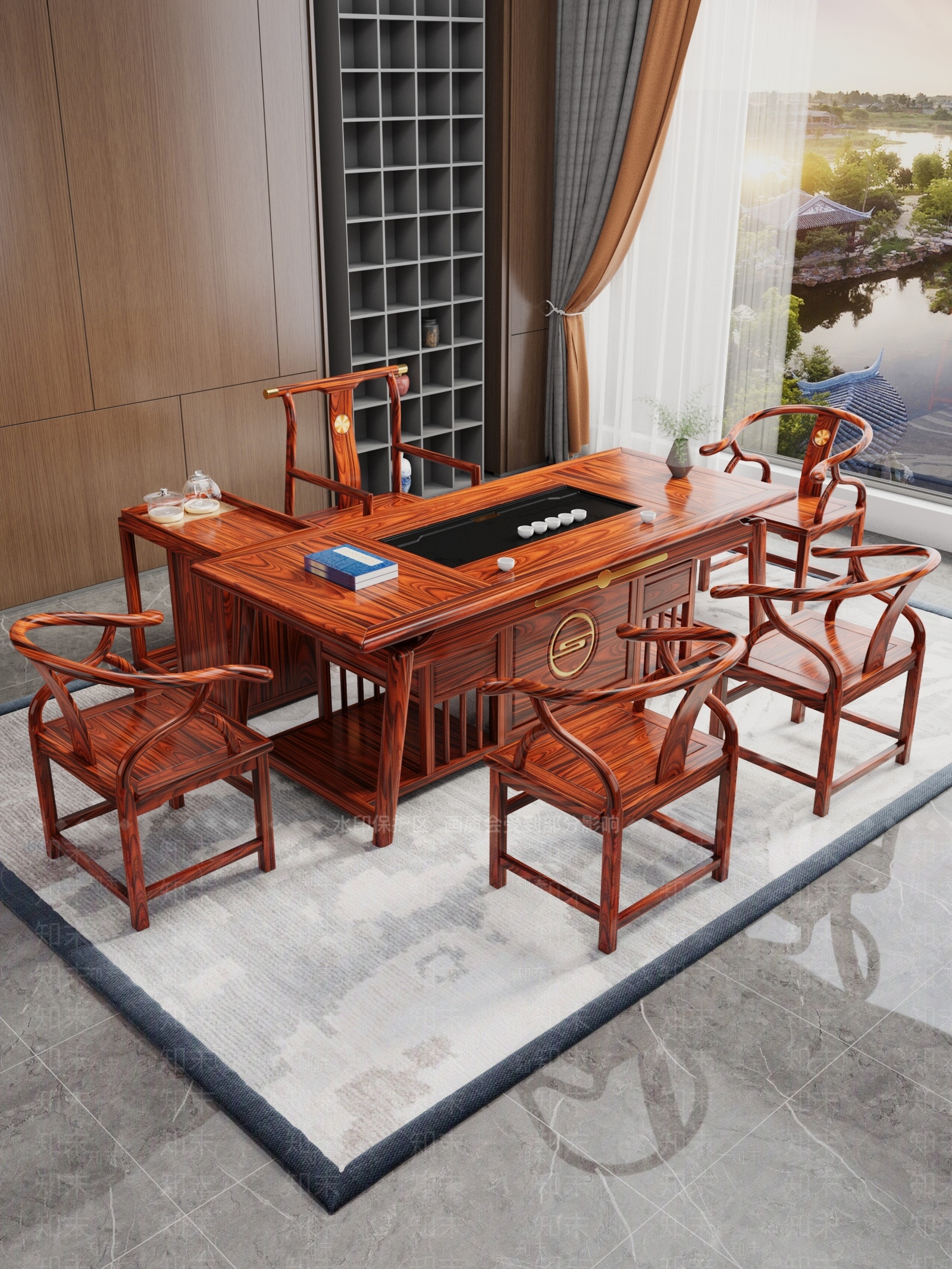 新中式现代茶桌椅3D模型下载【ID:1188829694】