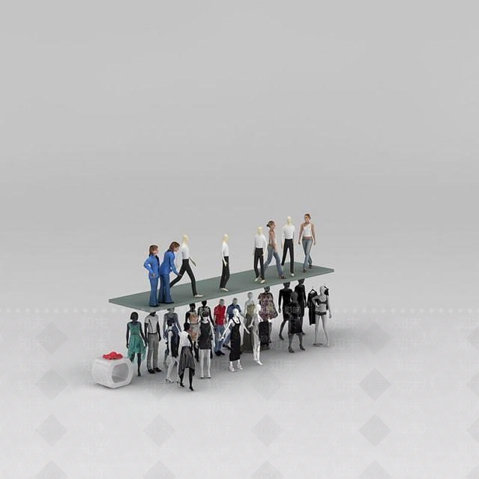 现代商场服装模特道具3D模型下载【ID:1188832691】