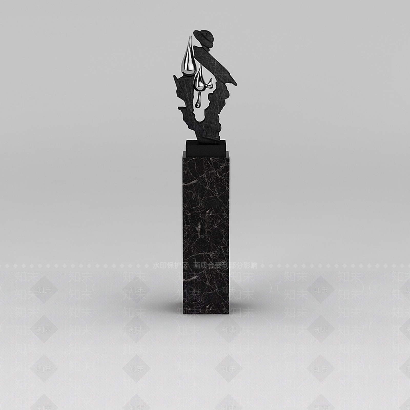 现代小区门口装饰雕塑3D模型下载【ID:1188833438】