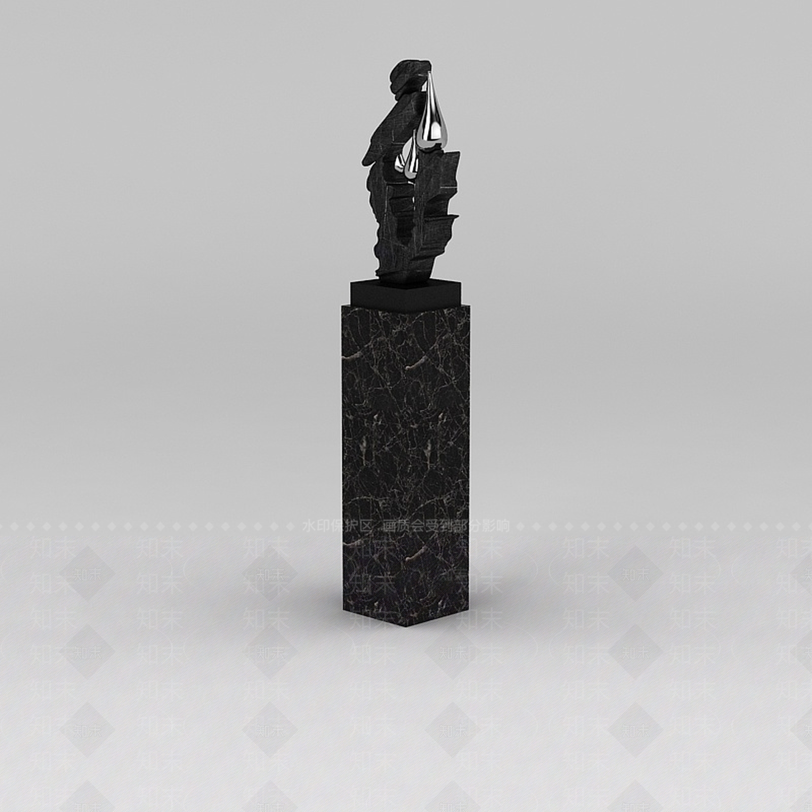 现代小区门口装饰雕塑3D模型下载【ID:1188833438】