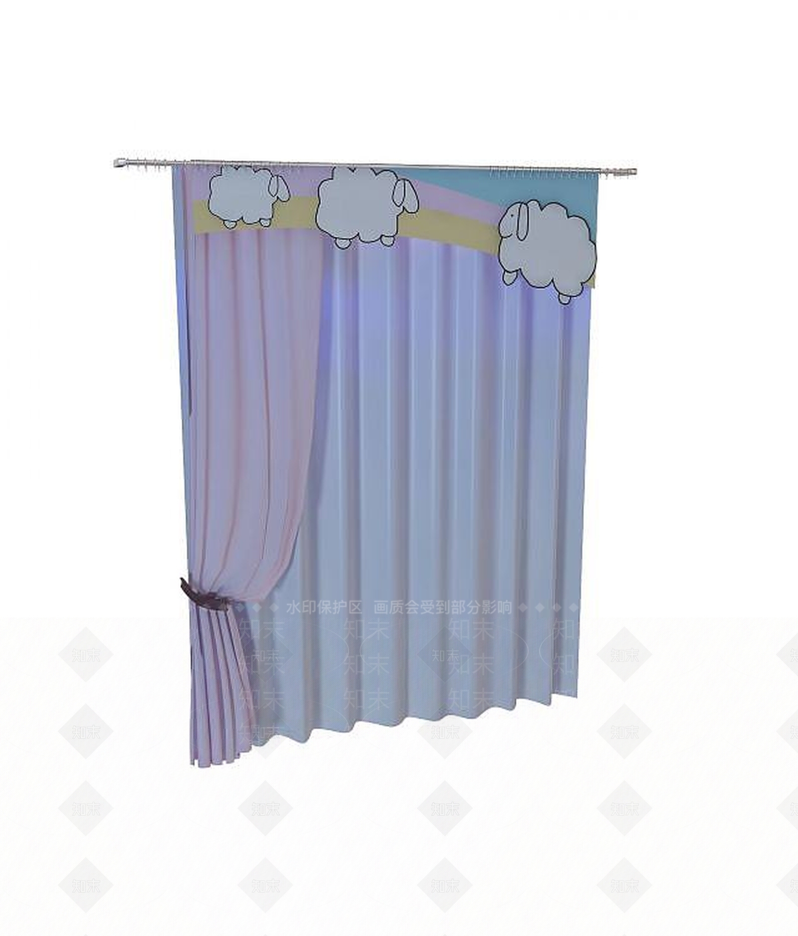 现代儿童房窗帘3D模型下载【ID:1188833670】