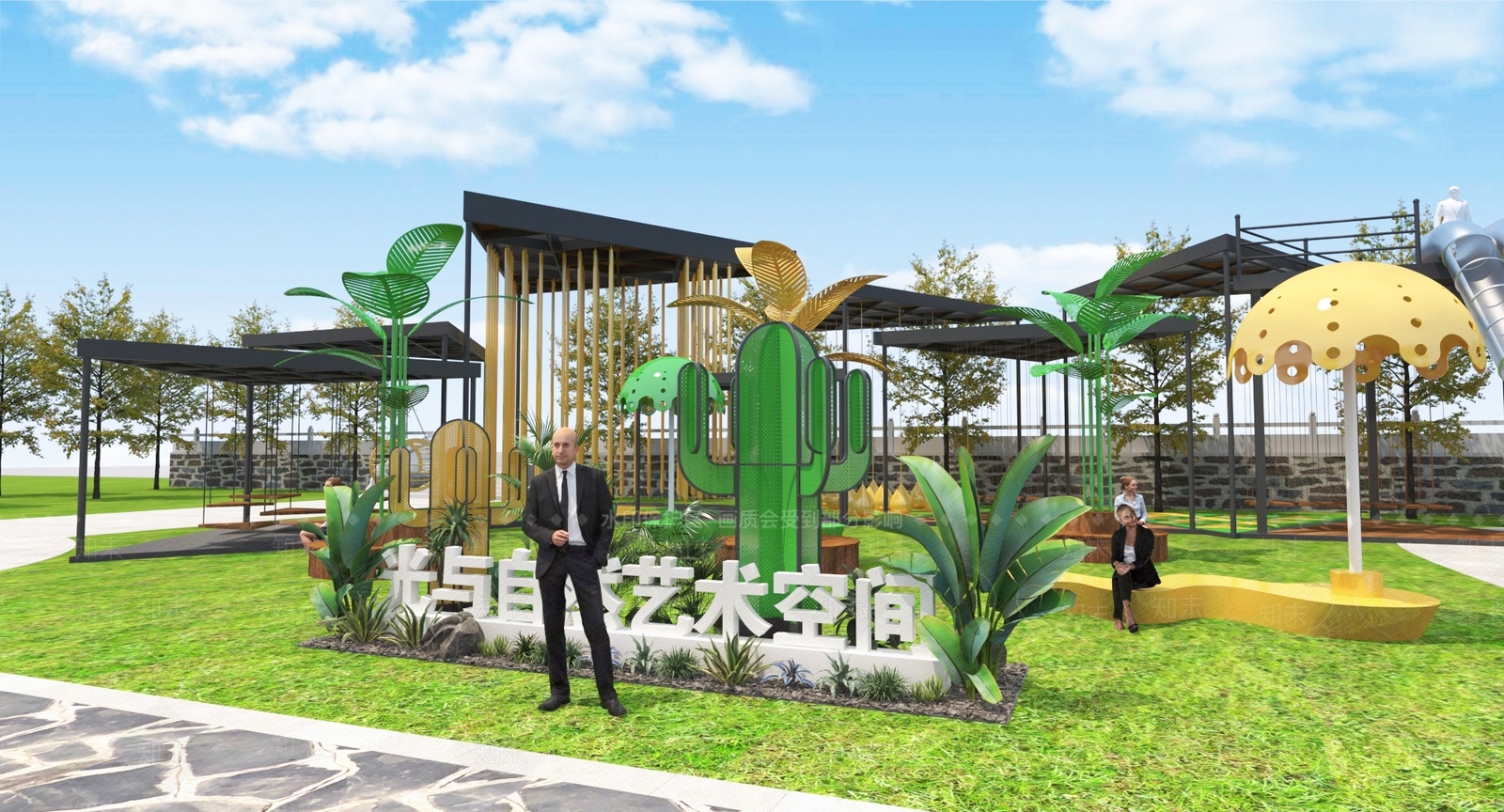 现代广场景观3D模型下载【ID:1188834653】