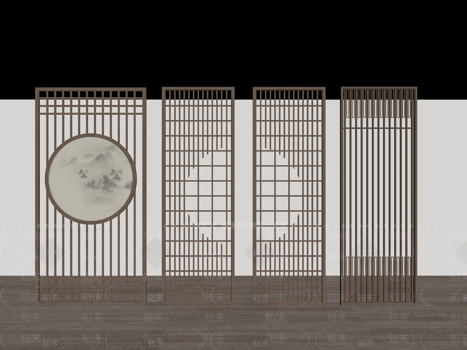 新中式隔断SU模型下载【ID:1188834986】