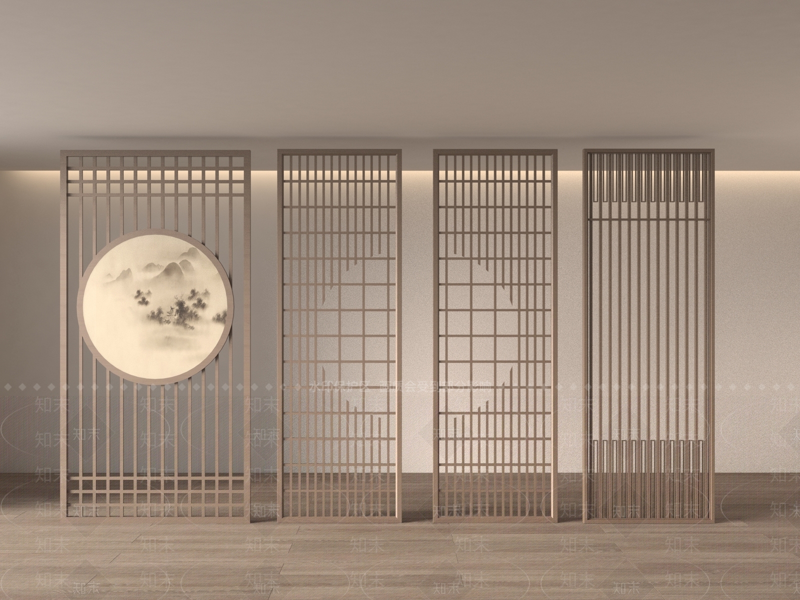 新中式隔断SU模型下载【ID:1188834986】