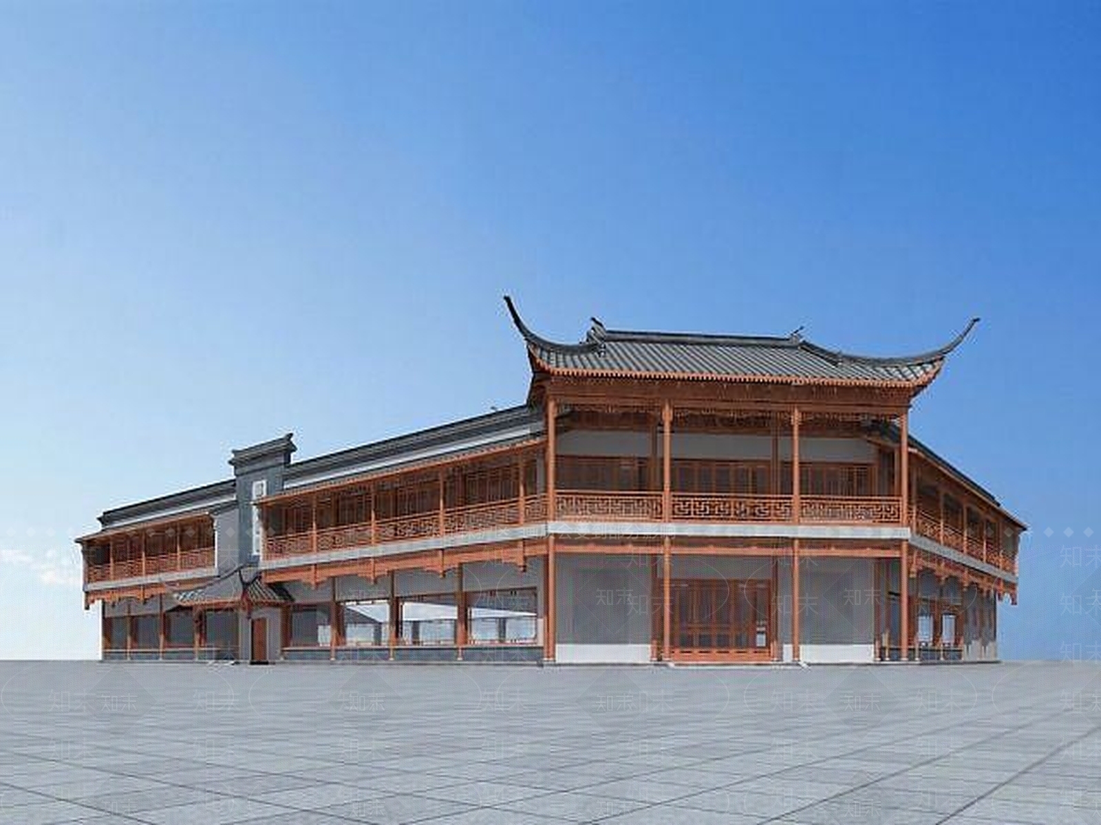 现代古建商业街3D模型下载【ID:1188835412】